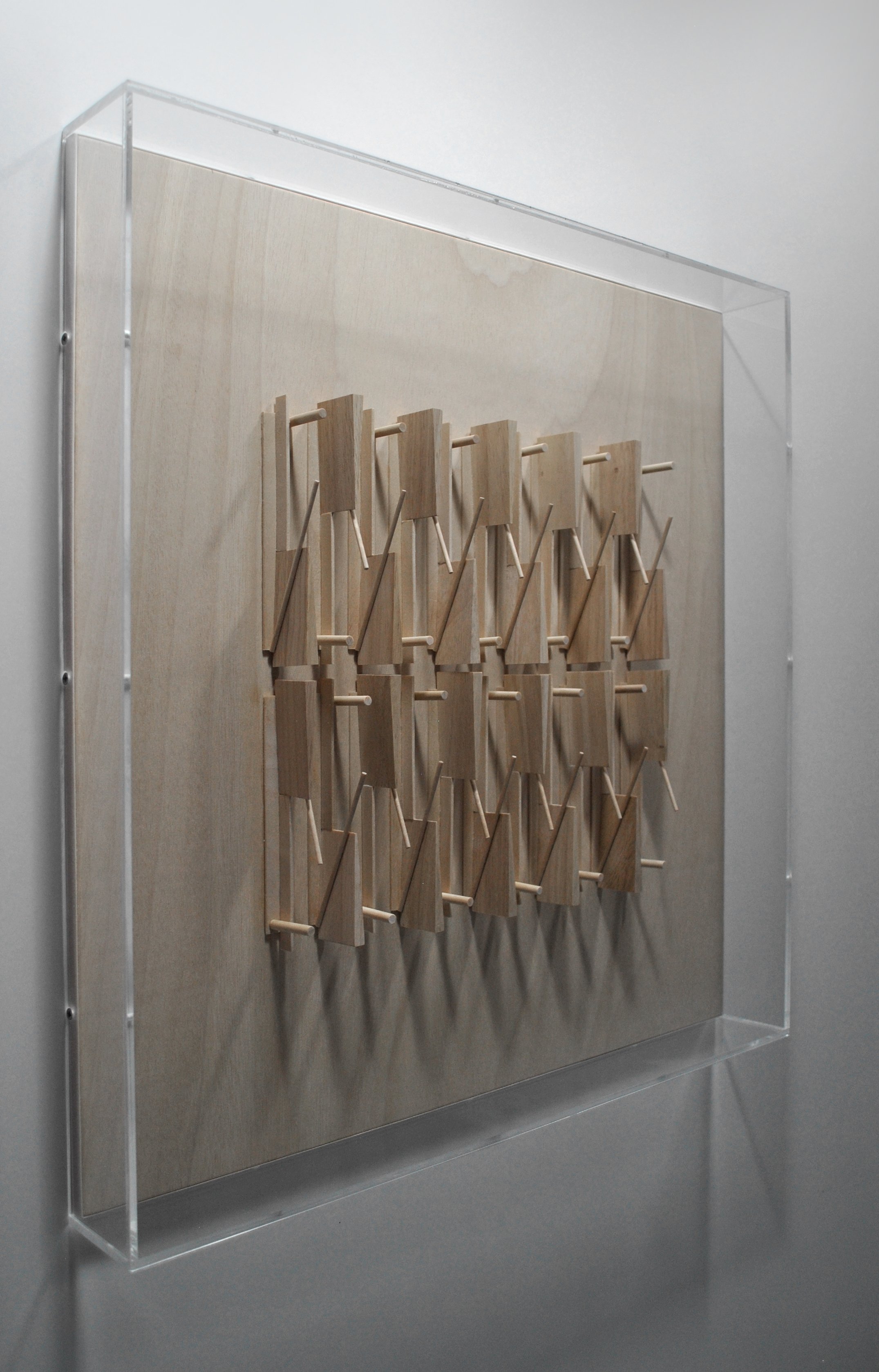 Robert Ferrer Martorell | Serie Estructures en construcció, 2020 | wood, acrylic glass | 51 x 50 x 6,5 cm