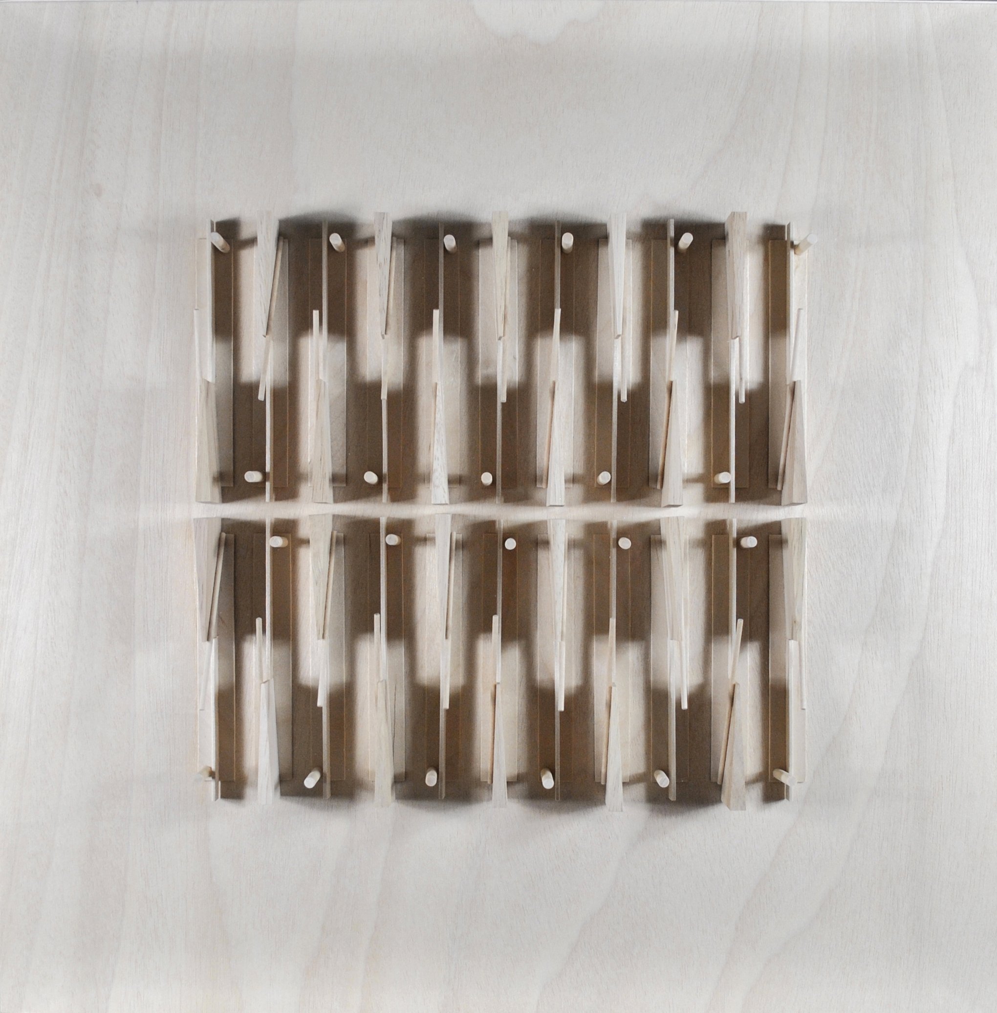 Robert Ferrer Martorell | Serie Estructures en construcció, 2020 | wood, acrylic glass | 51 x 50 x 6,5 cm