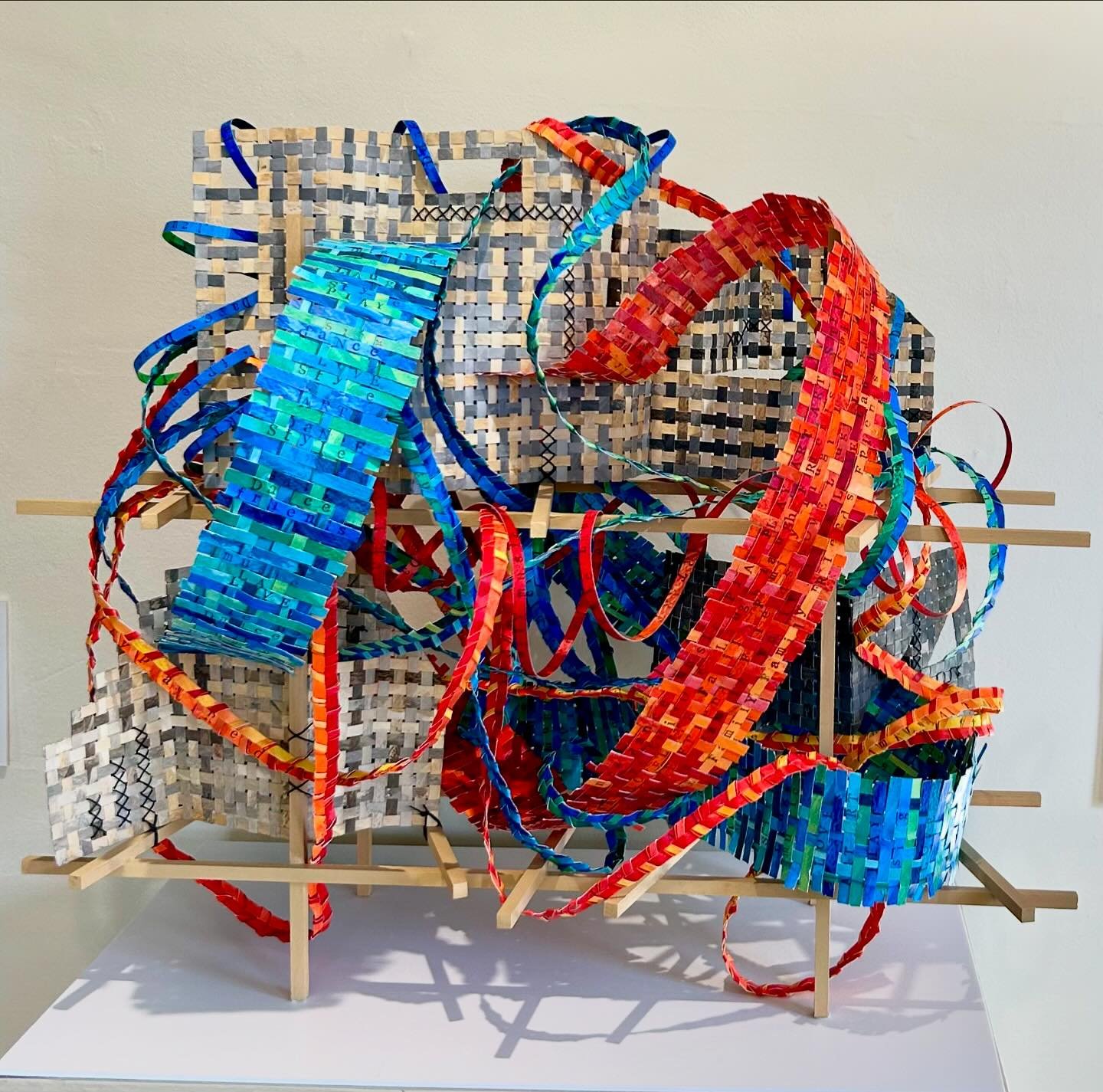 Also on exhibit at the Cahoon Museum of American Art is What Brings You Joy. This sculptural work speaks to the power of positivity. #weavespaper #contemporaryfiberart #joy #positivity