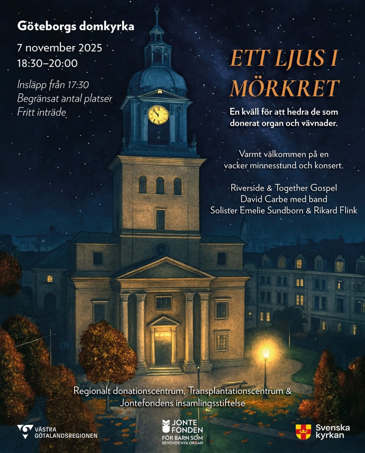 Ett ljus i mörkret - Vacker minnesstund och konsert kl 18.30