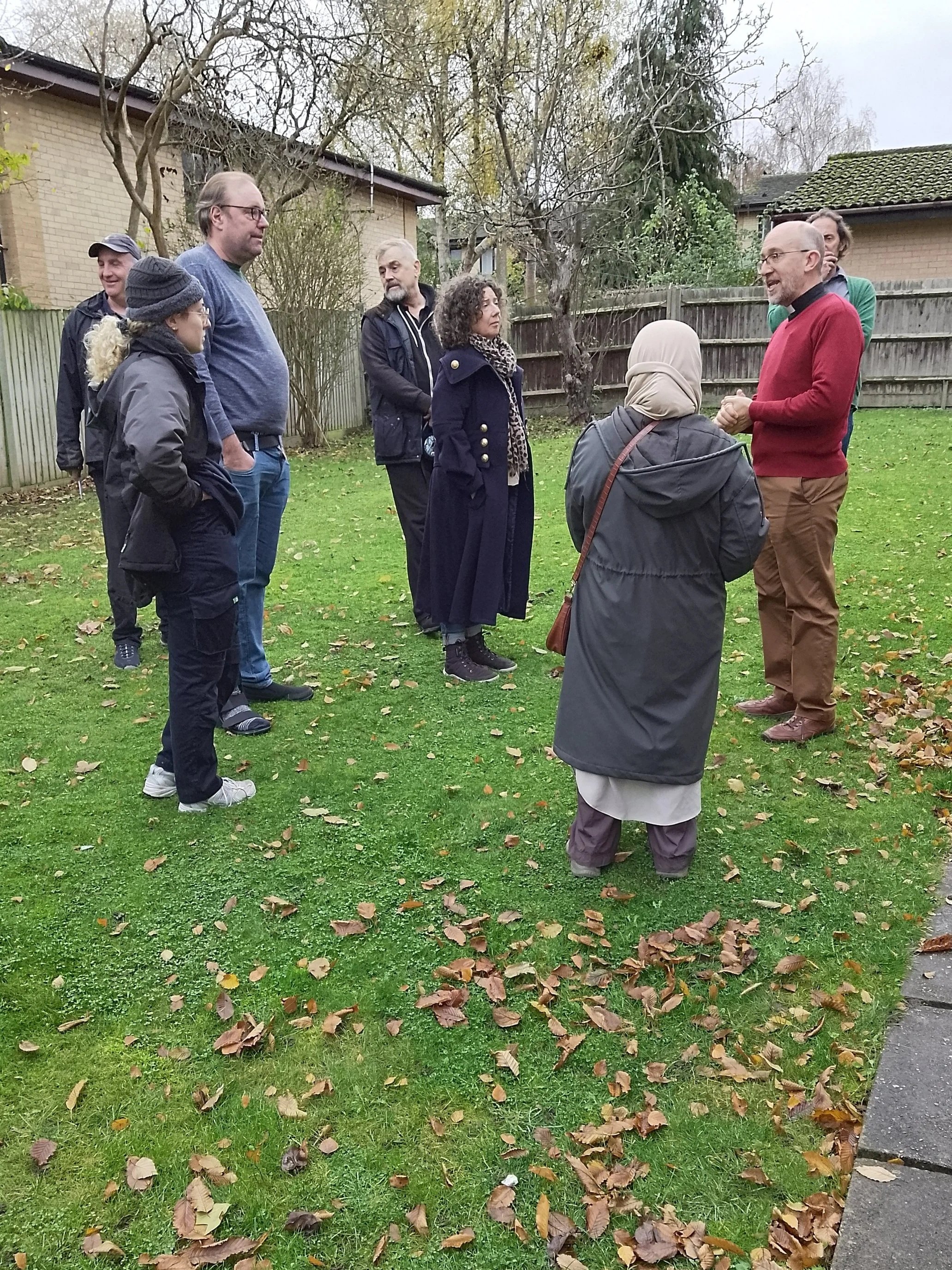 talking about where we could put water-containers to capture rainwater, and where the compost area could live