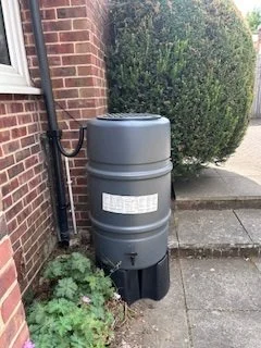 hurray for water conservation - thank you BlueScapes for the butt and thank you to the Community Shed for the instillation 
