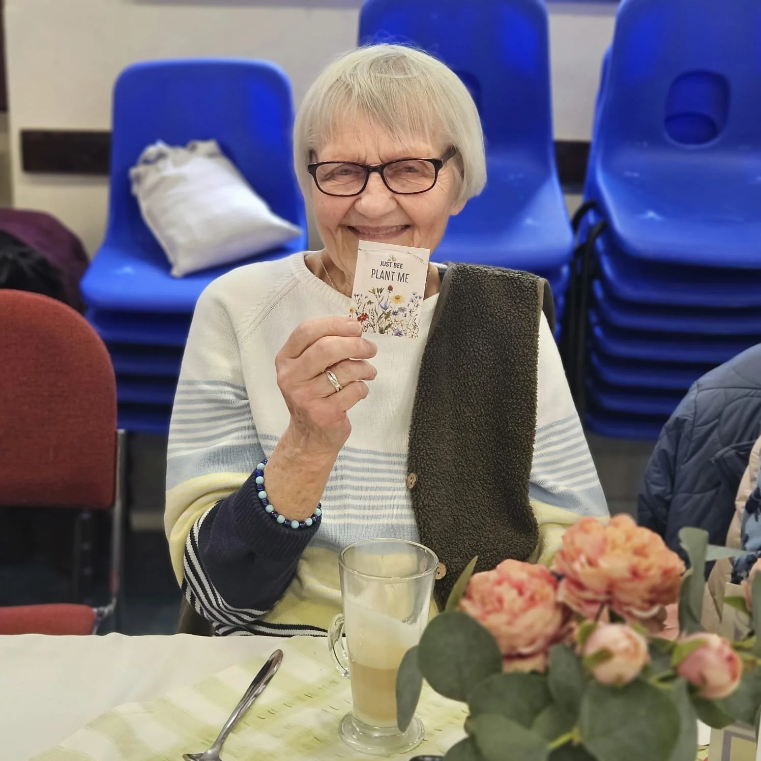 Maureen kindly saving us seeds for the garden 