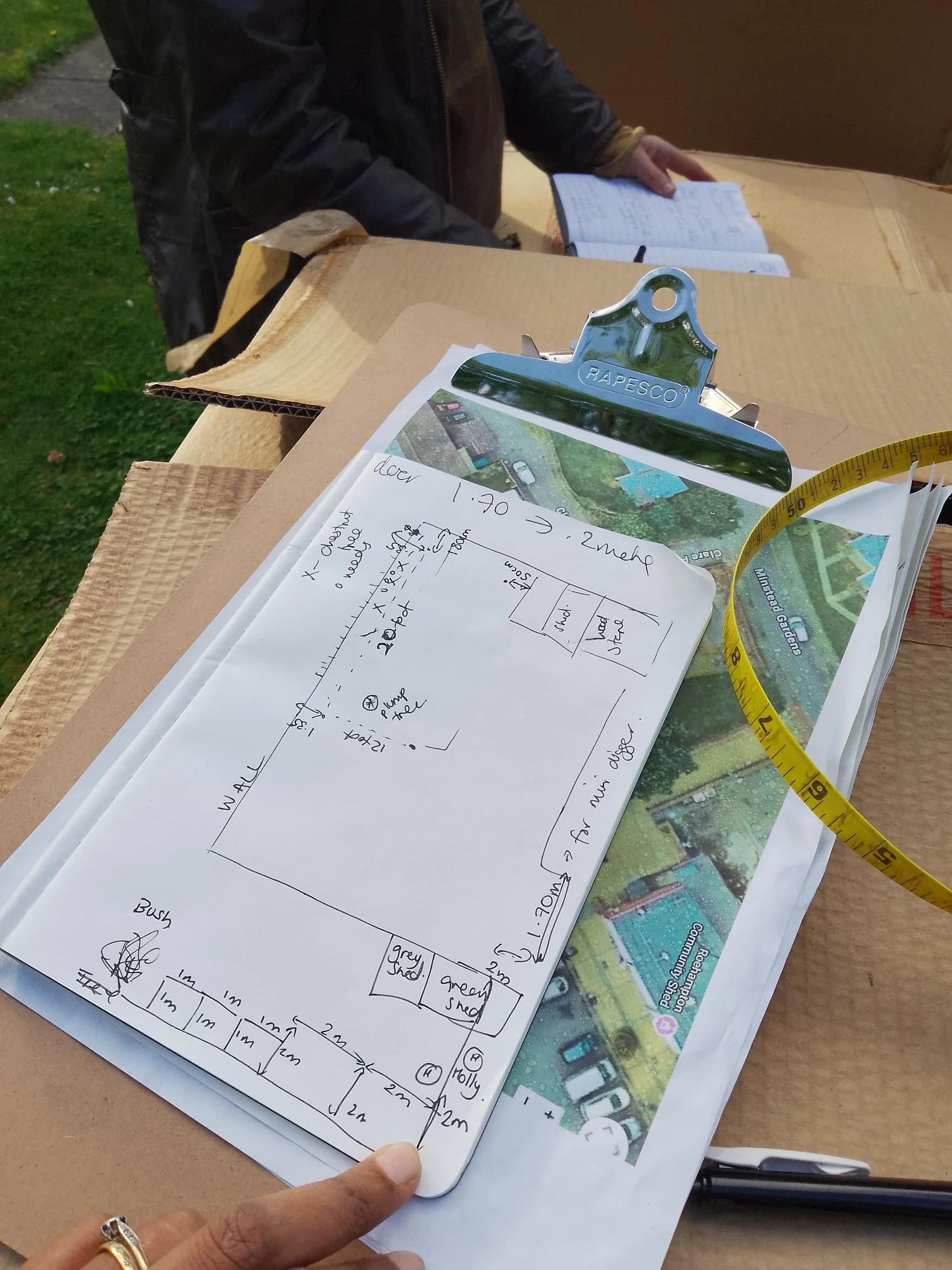 plotting the compost area and poly tunnel
