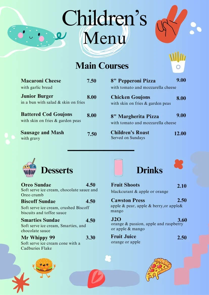 The Star, Lingfield, Children's Menu
