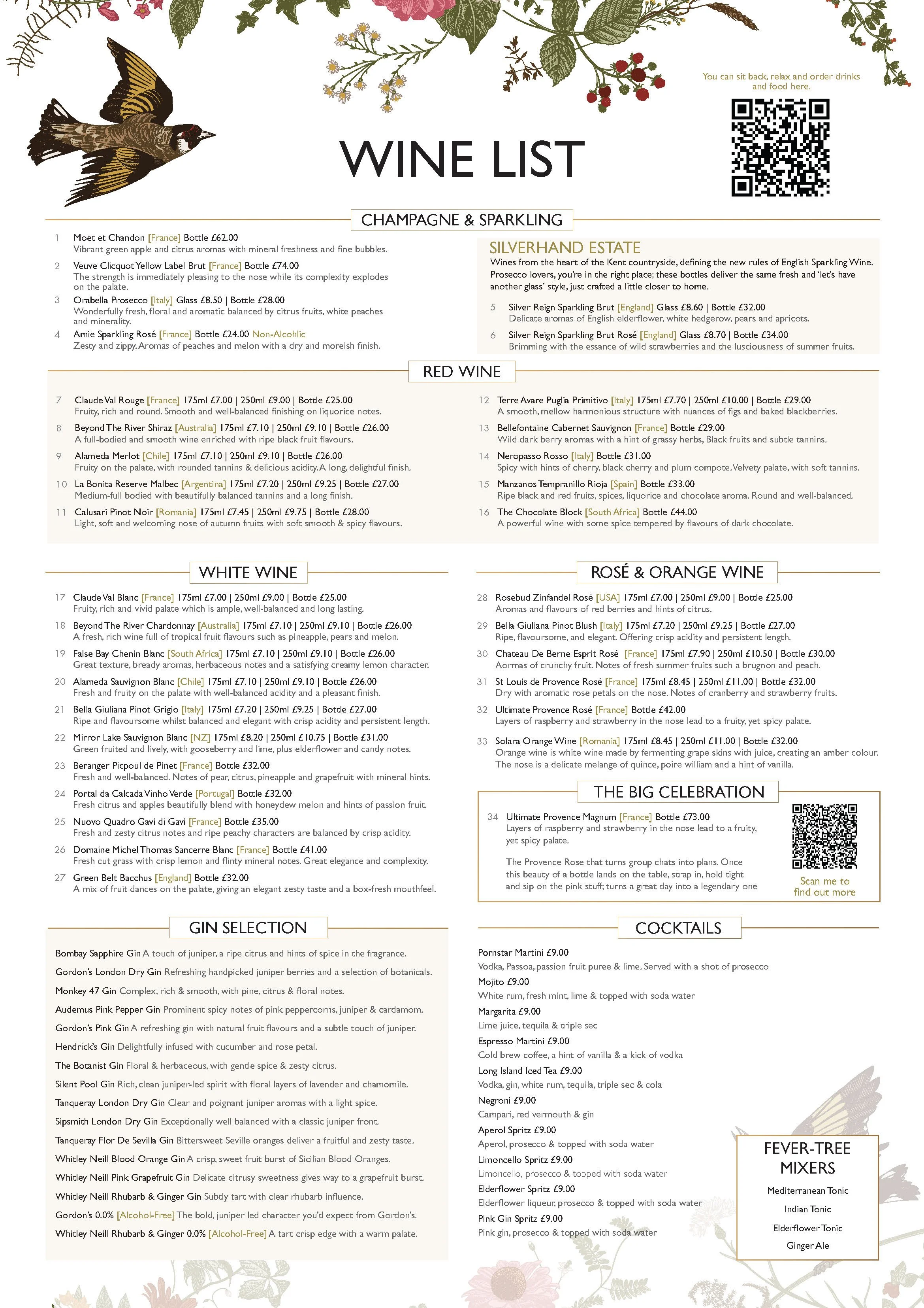 Drinks List, The Star Inn