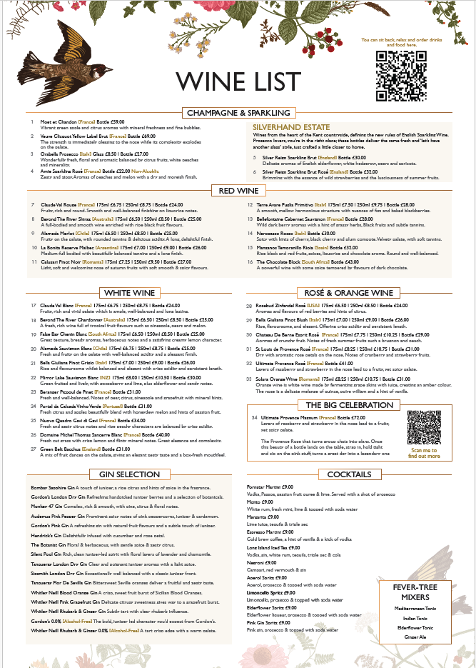Drinks List, The Star Inn