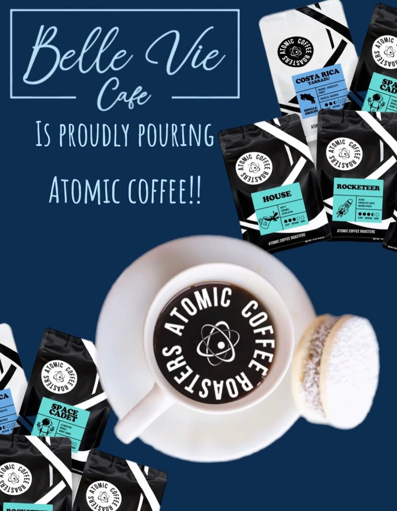 Something new is brewing. ☕
We&rsquo;ve partnered with a new roaster, Atomic Coffee @atomicoffeeroasters to bring even richer flavor to your cup. Come try it and tell us what you think!! #atomic #bellevie #guilford #cafe