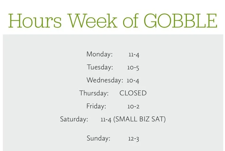 Gobble Gobble Hours...
Our barn has been wrapped up in a bow, with lots of wonders inside. This week we continue to transform the barn (aka clean it up) and adding lots of little treasures. As always, just wear an additional layer... part of the char