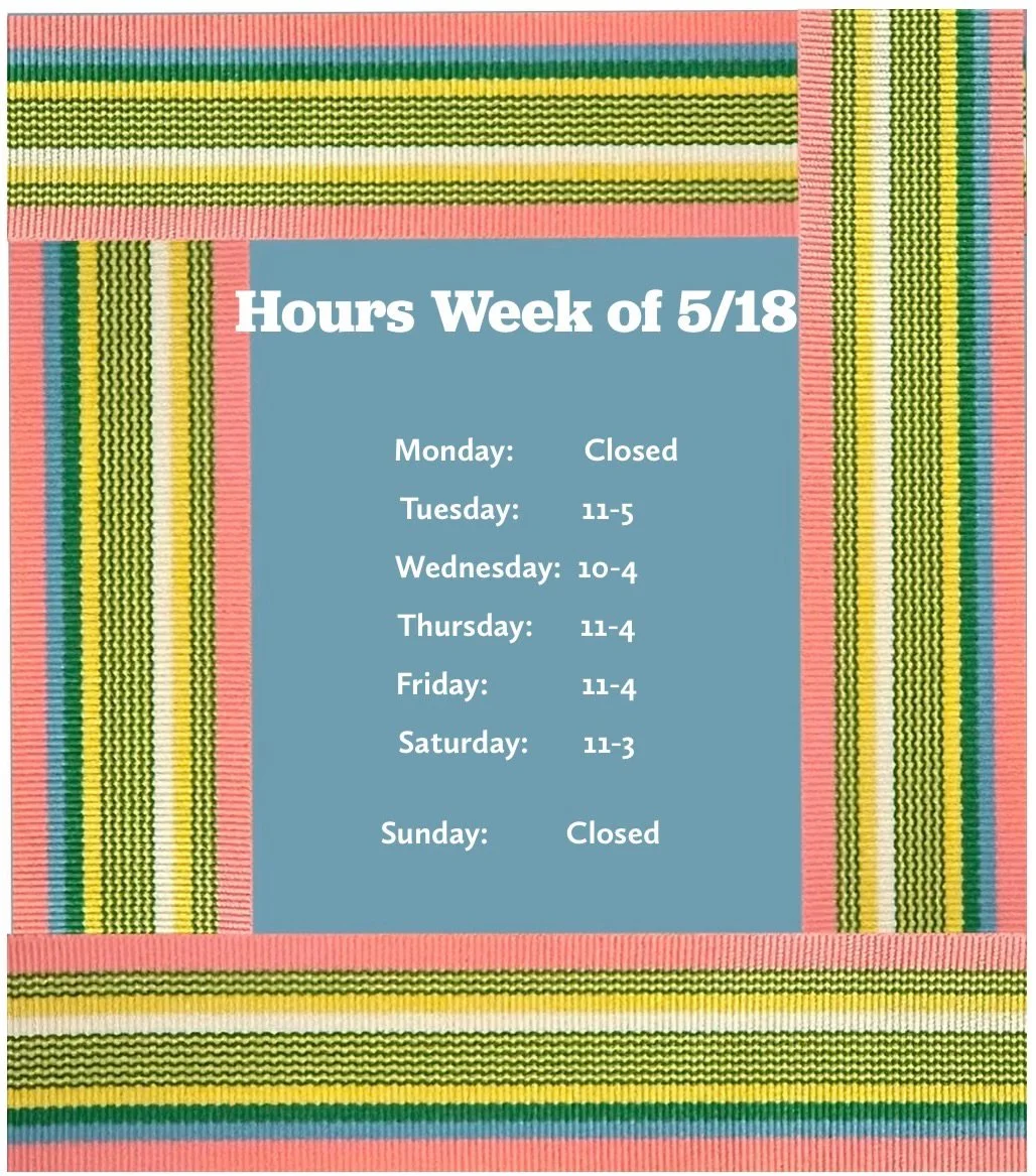 better late than never. Hours for the week. Did anyone catch the sky after the rainstorm? Go figure, reminded me of sherbet colors. 
Wednesday there is a girl gang conference at the Cushing Center. If visiting Citrus Daisy, we have two spots in our d