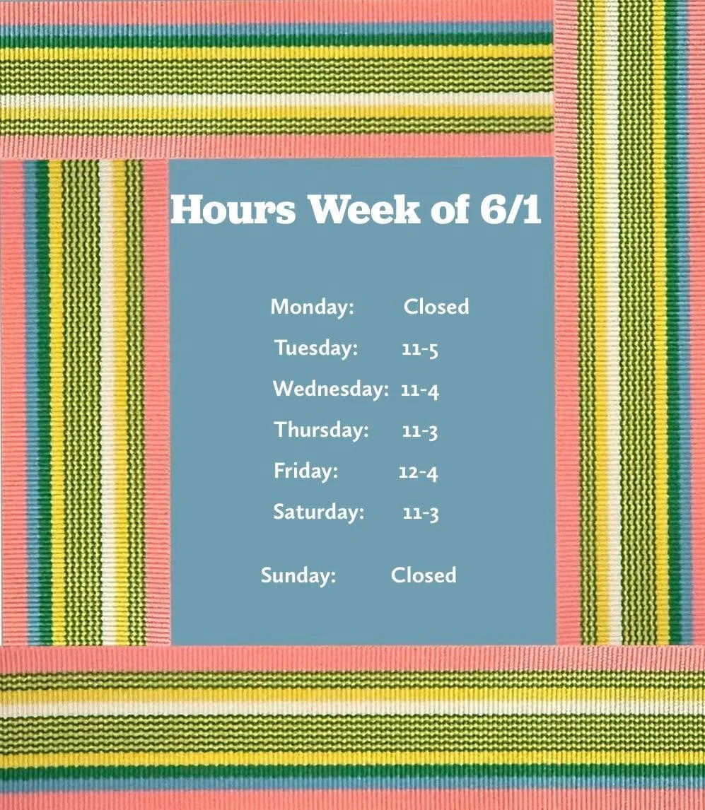 Hours for the week! Will let you know if anything changes.