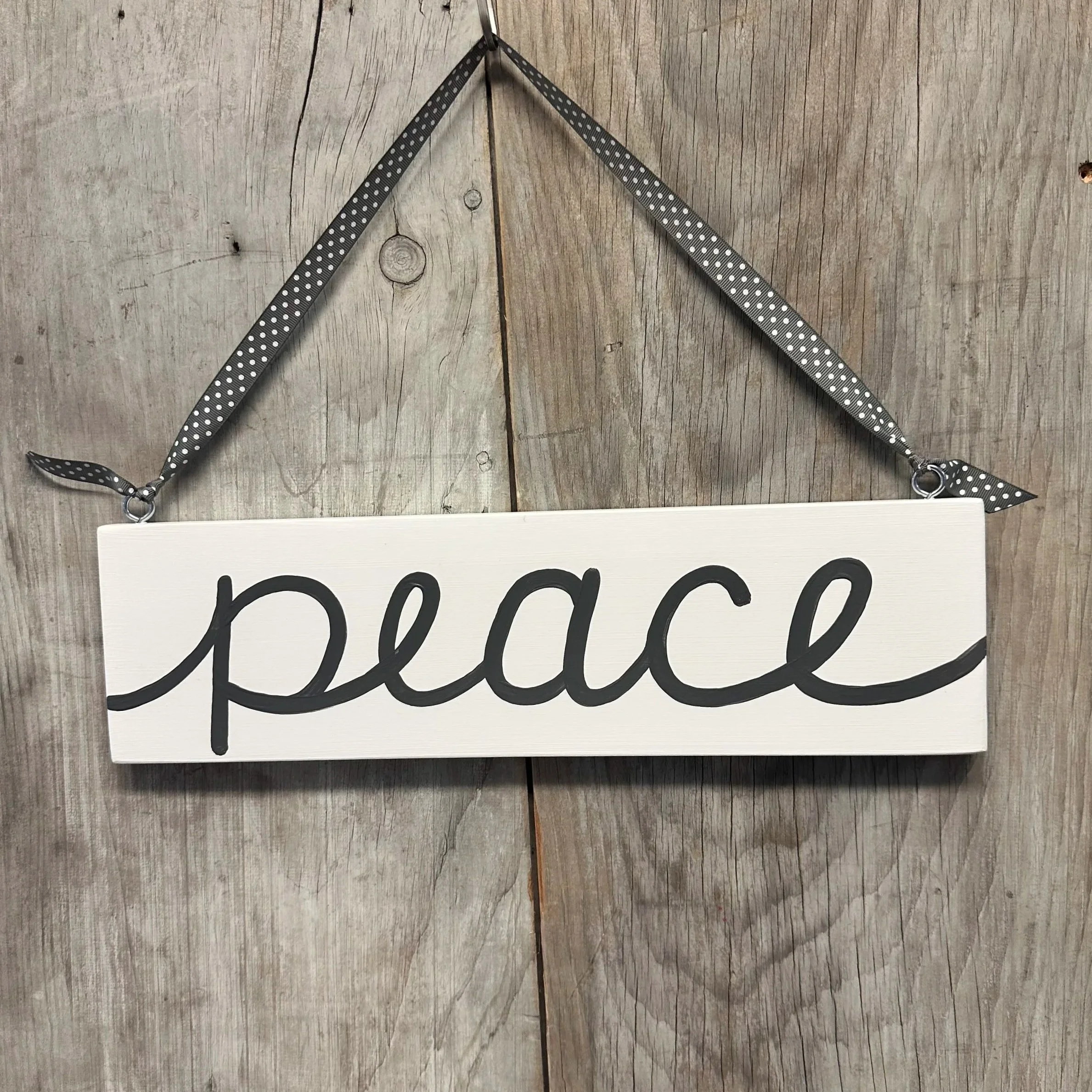 Cursive Peace Wood Sign