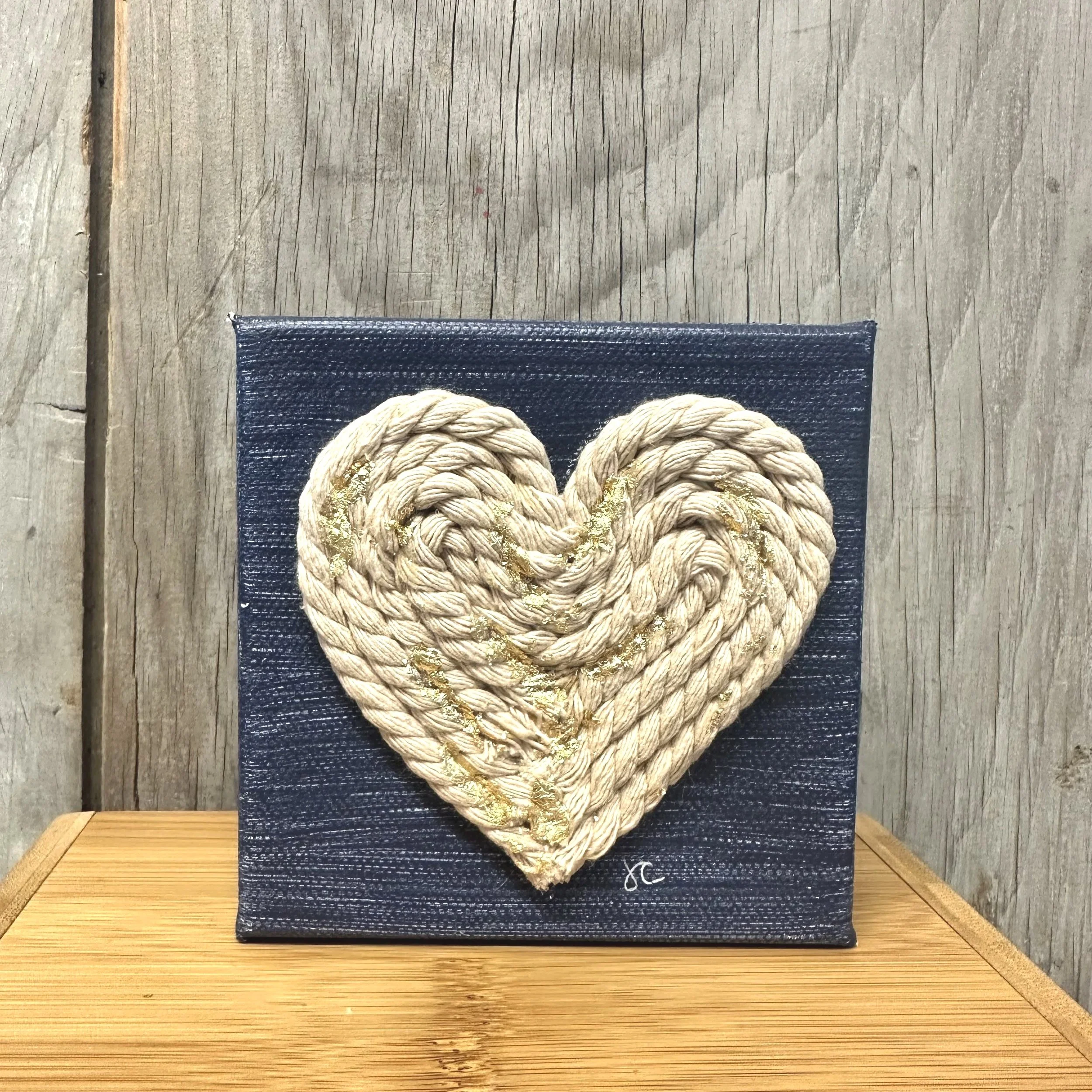 Rope Gold Canvas Heart