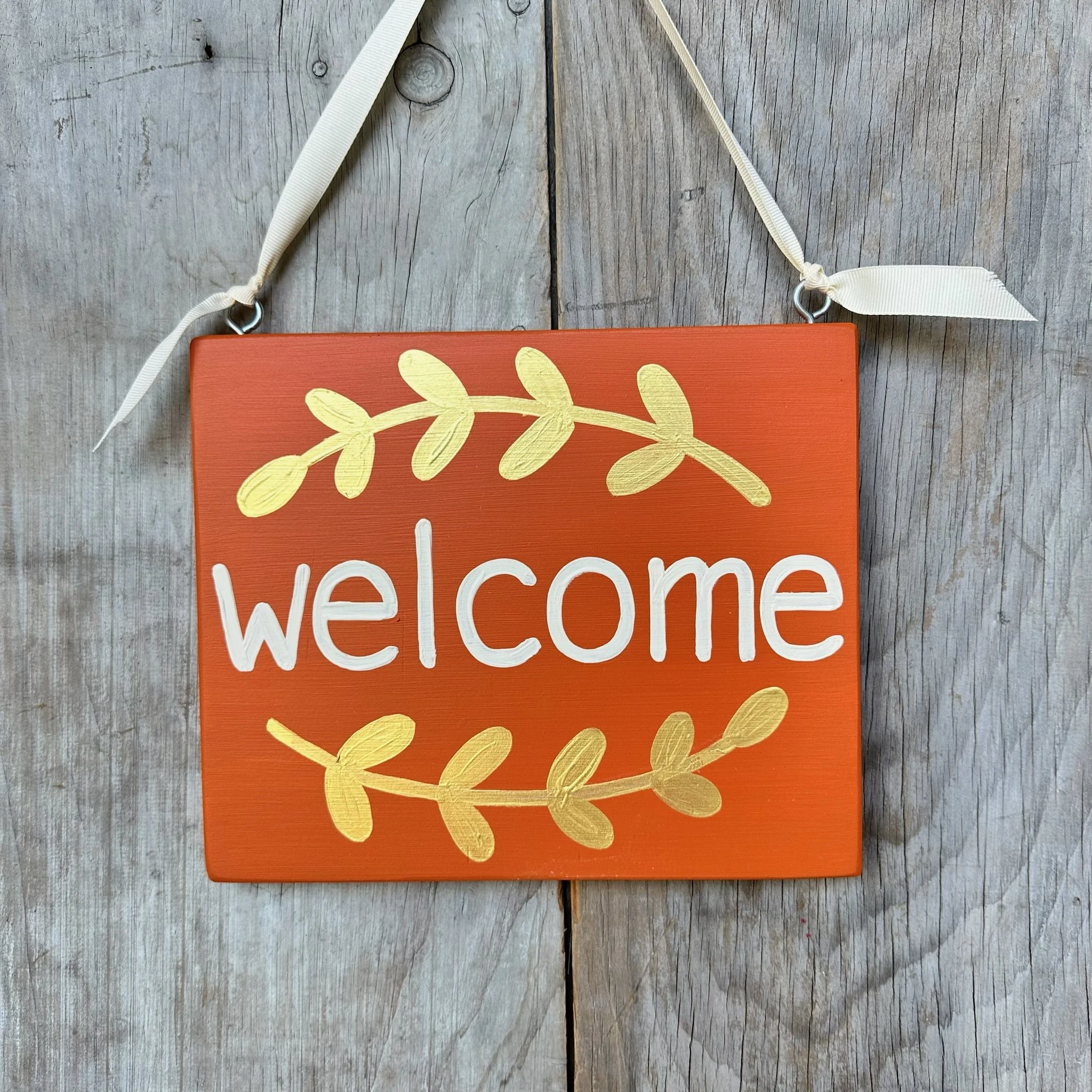 Arched Olive Branches With Word Wood Sign