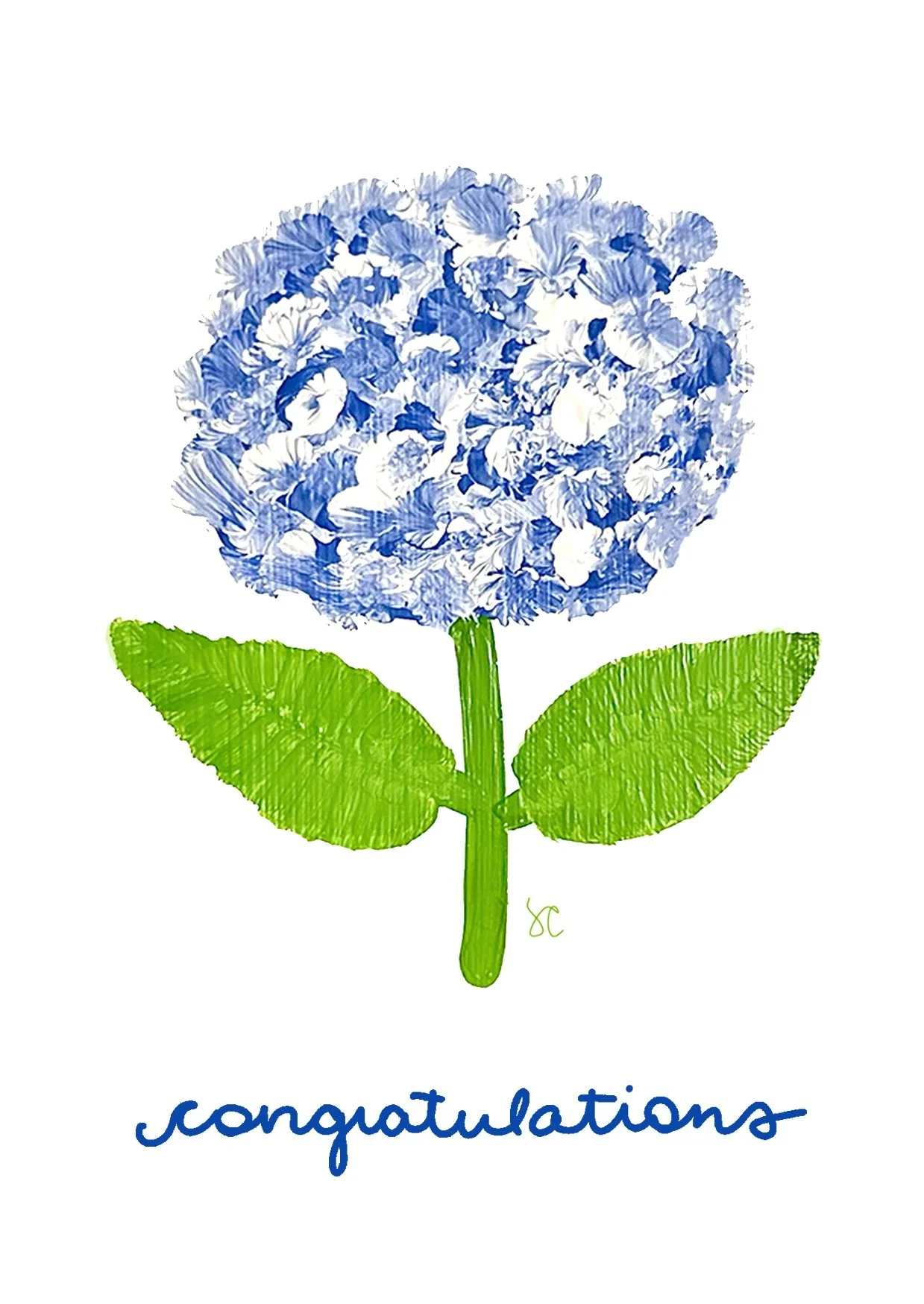 Congratulations Blue Hydrangea Card