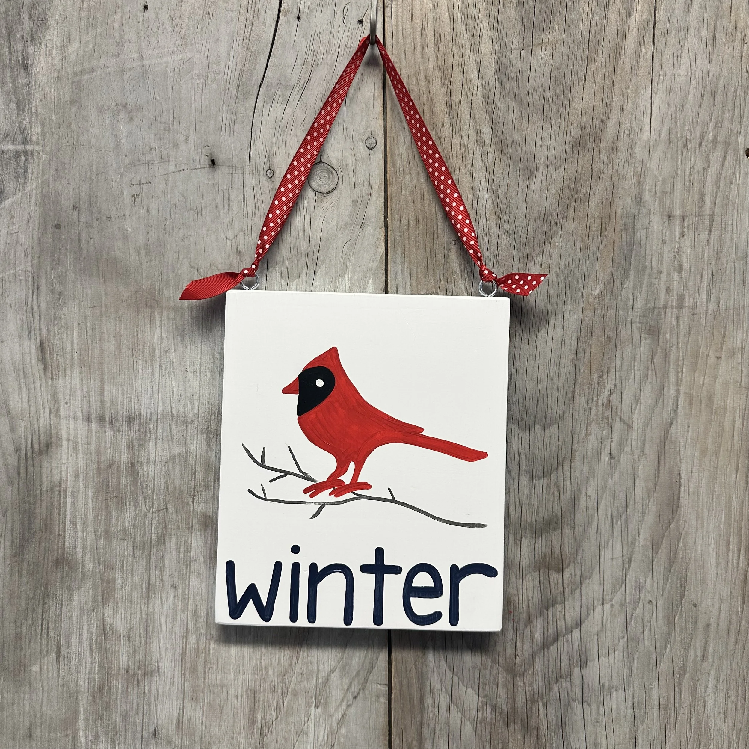 Cardinal Winter Wood Sign