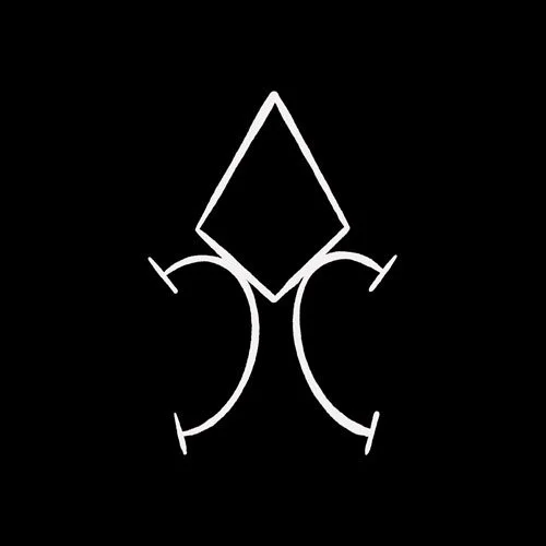 Geometric drawing of an outline square with sections divided by vertical, horizontal, and diagonal lines.