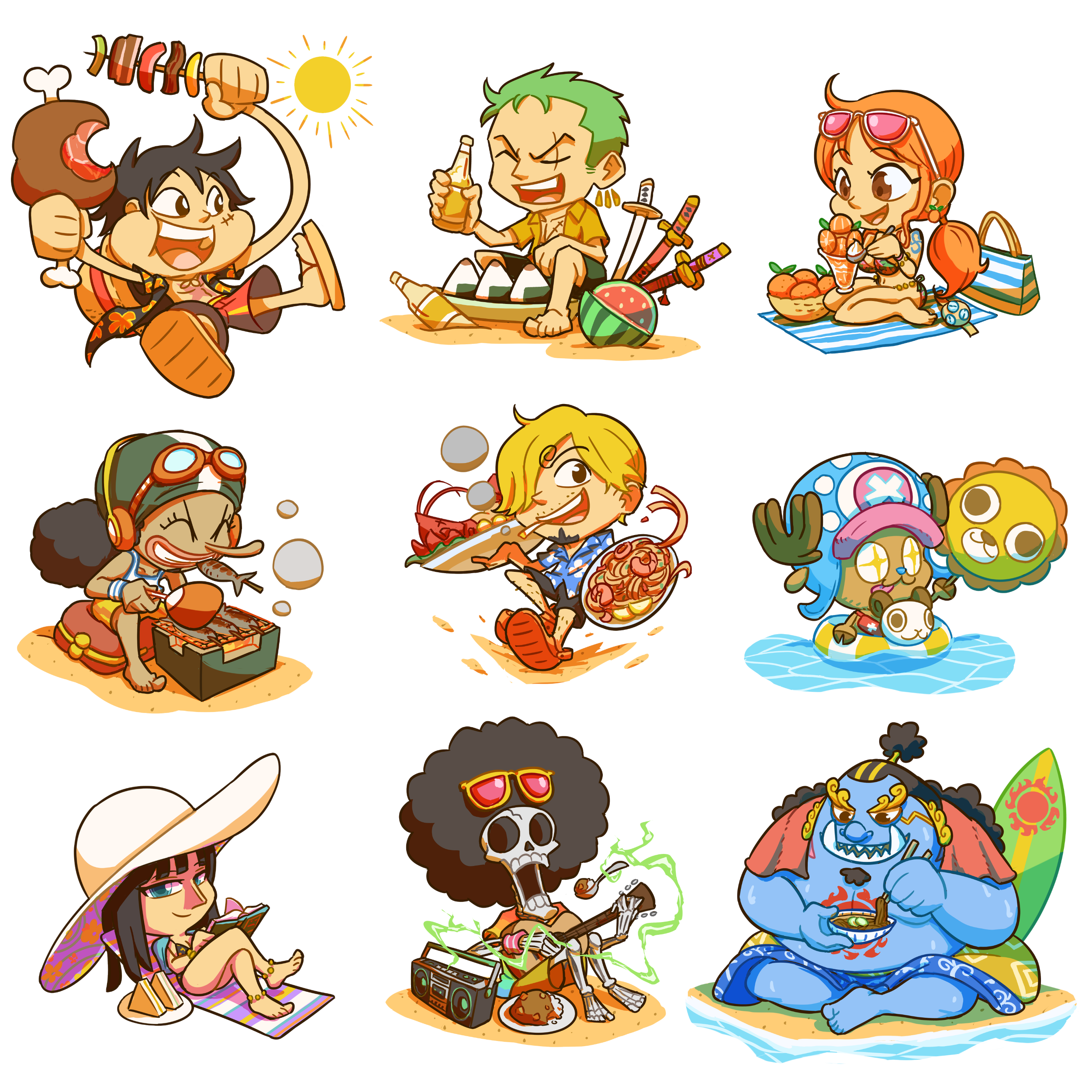 One Piece - summer - stickers
