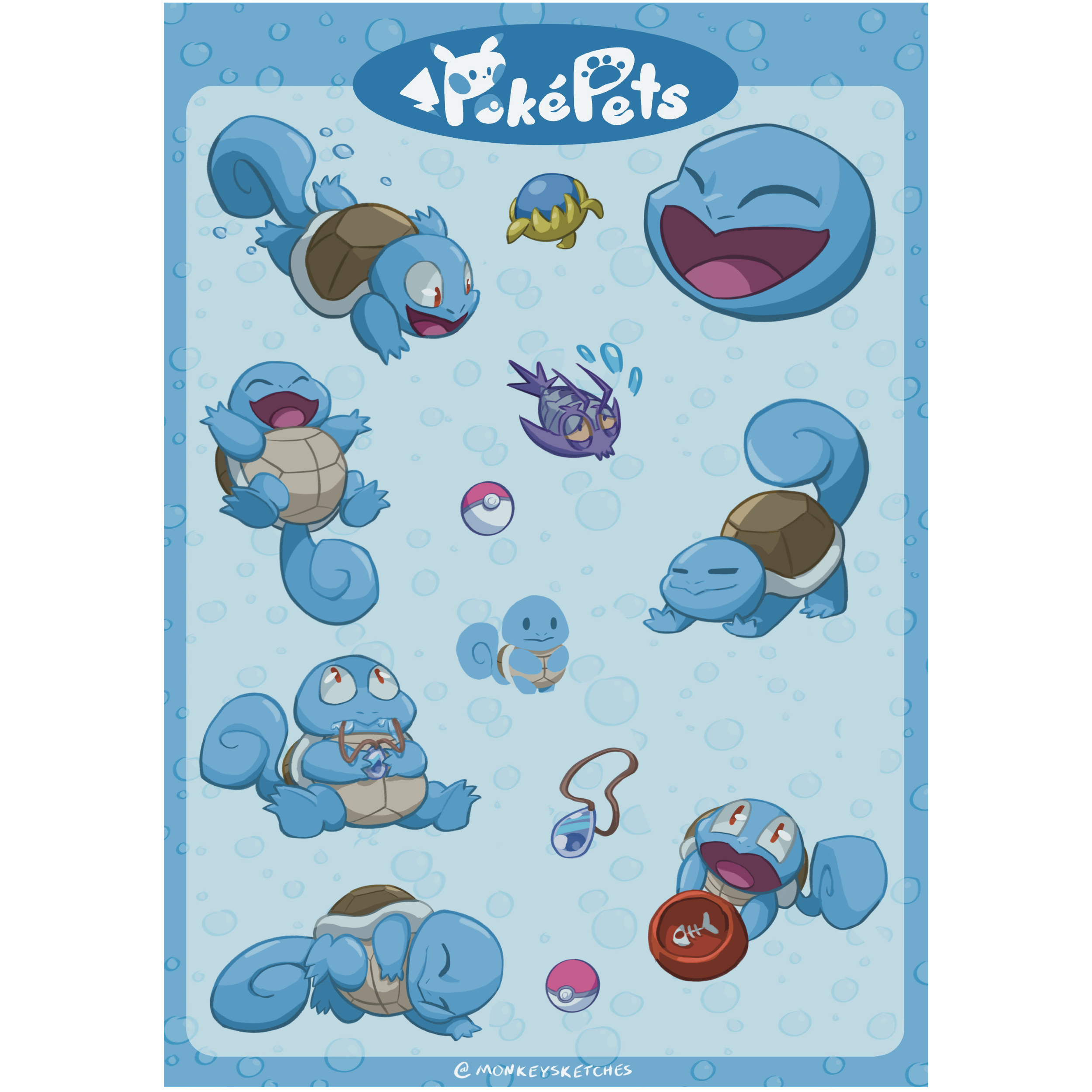PokePets - Squirtle - sticker sheet