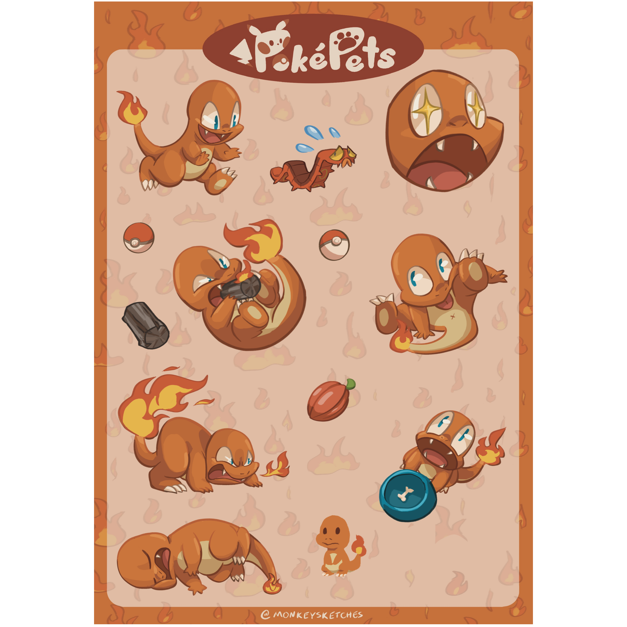 PokePets - Charmander - sticker sheet