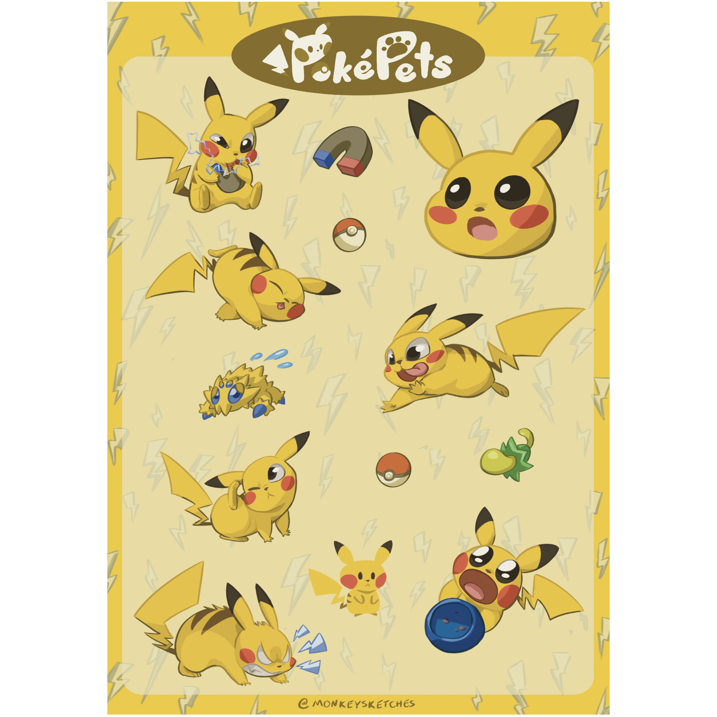 PokePets - Pikachu - sticker sheet