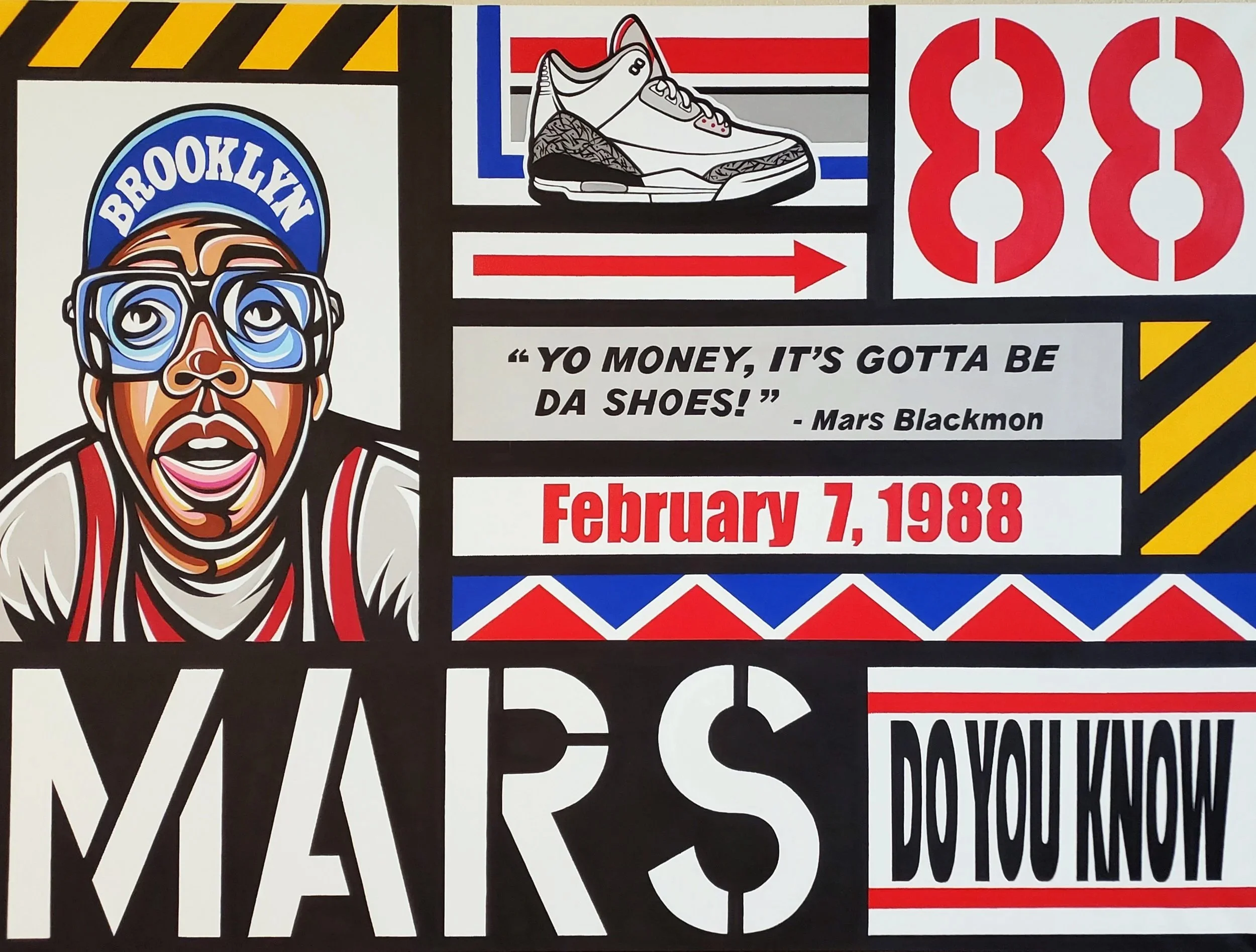 "Mars Blackmon"
39" x 51" (Framed)
Acrylic on canvas