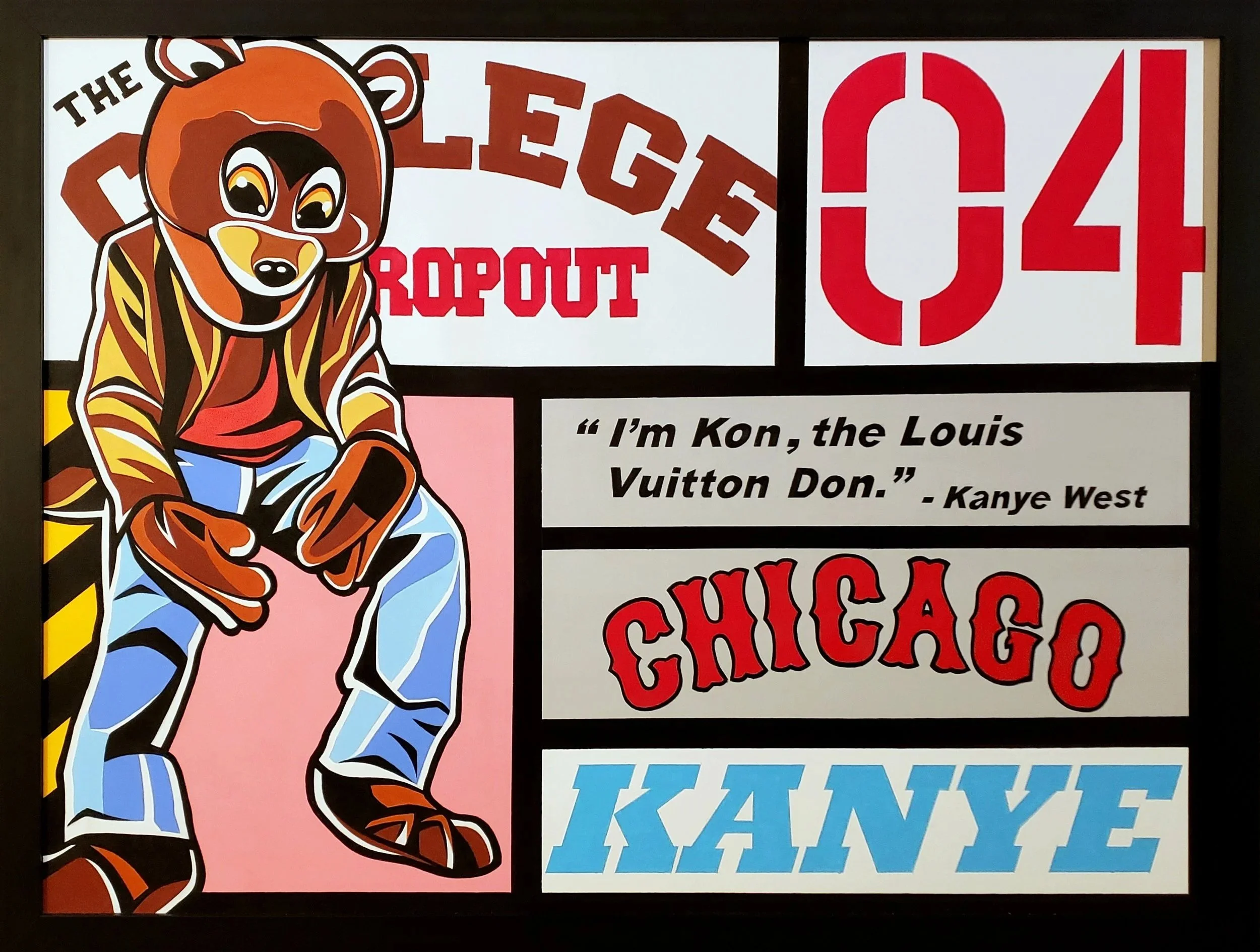 "The College Dropout"
33" x 43" (Framed)
Acrylic on canvas