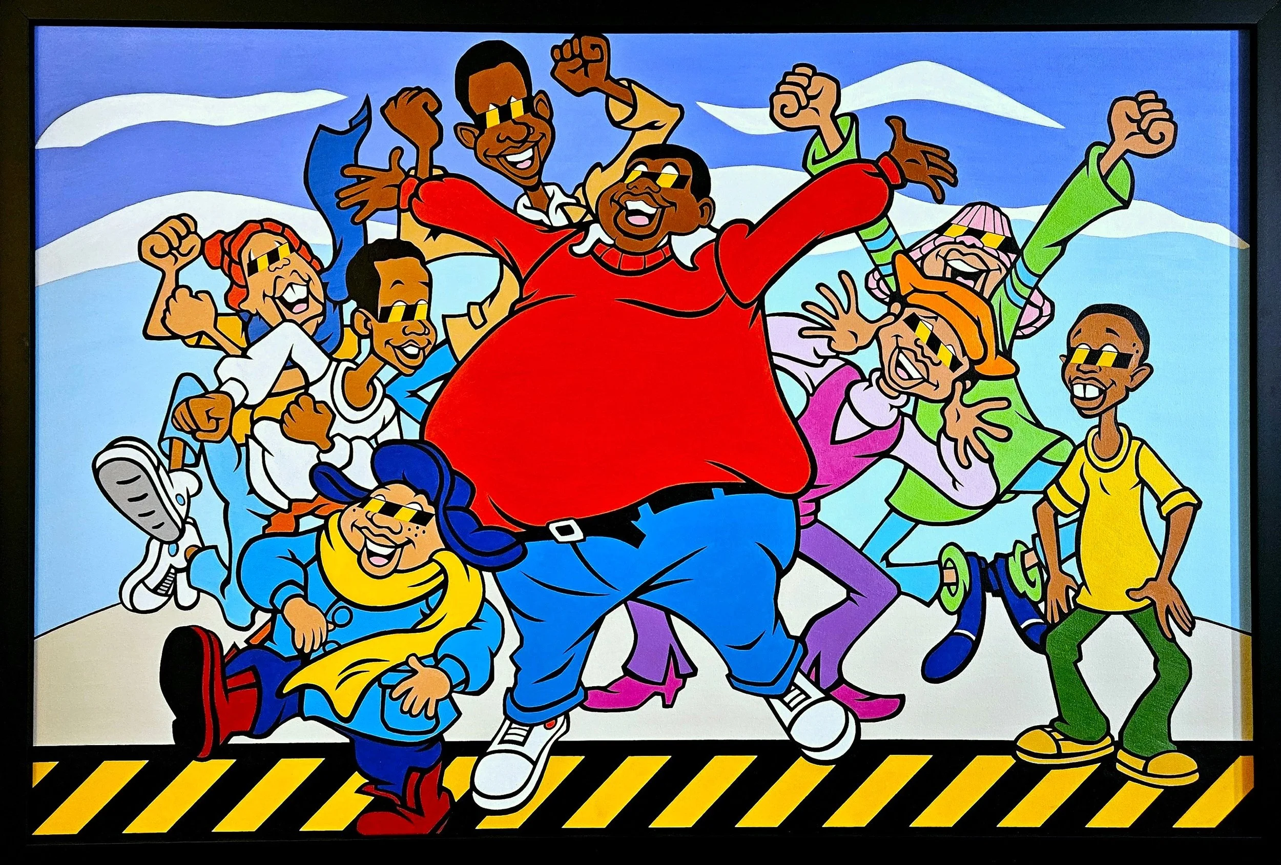 "Saturday Mornings - Junk Yard Gang"
43" x 63" (Framed)
Acrylic on canvas