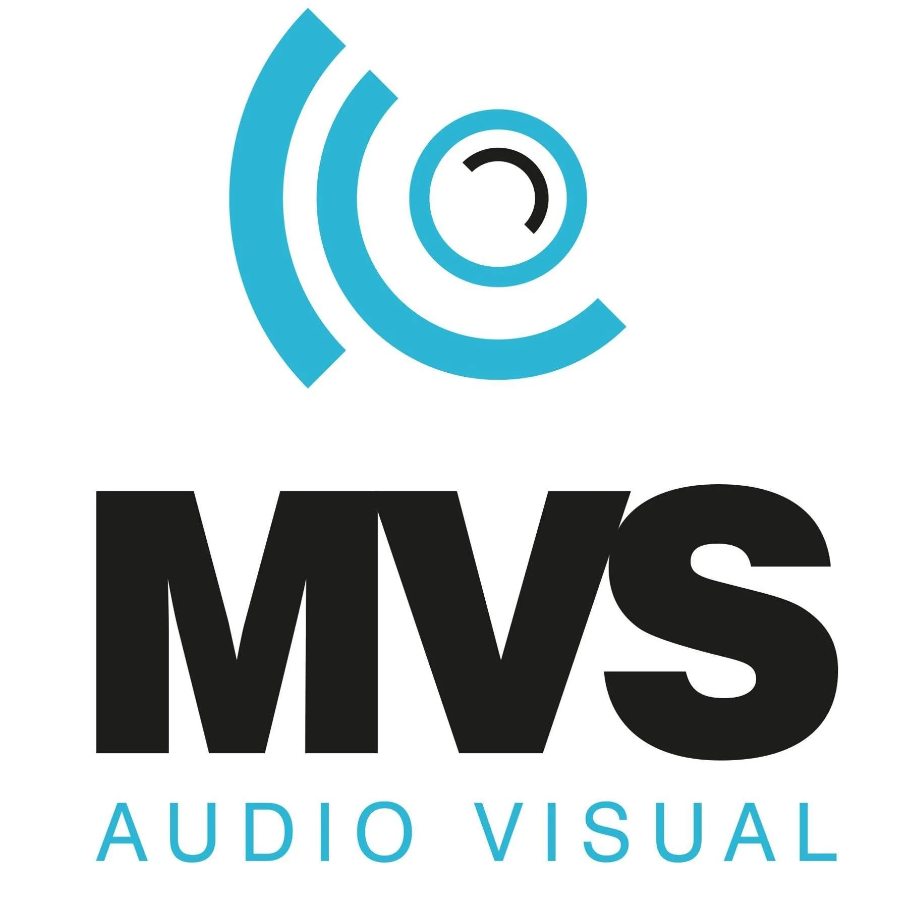 MVS Audio Visual logo with a blue and black graphic element and the company name beneath it.