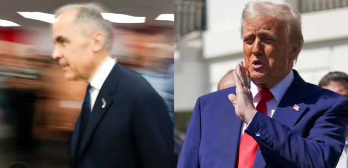 Carney hits 3rd campaign pause, says Trump’s trade war raises ‘stakes’