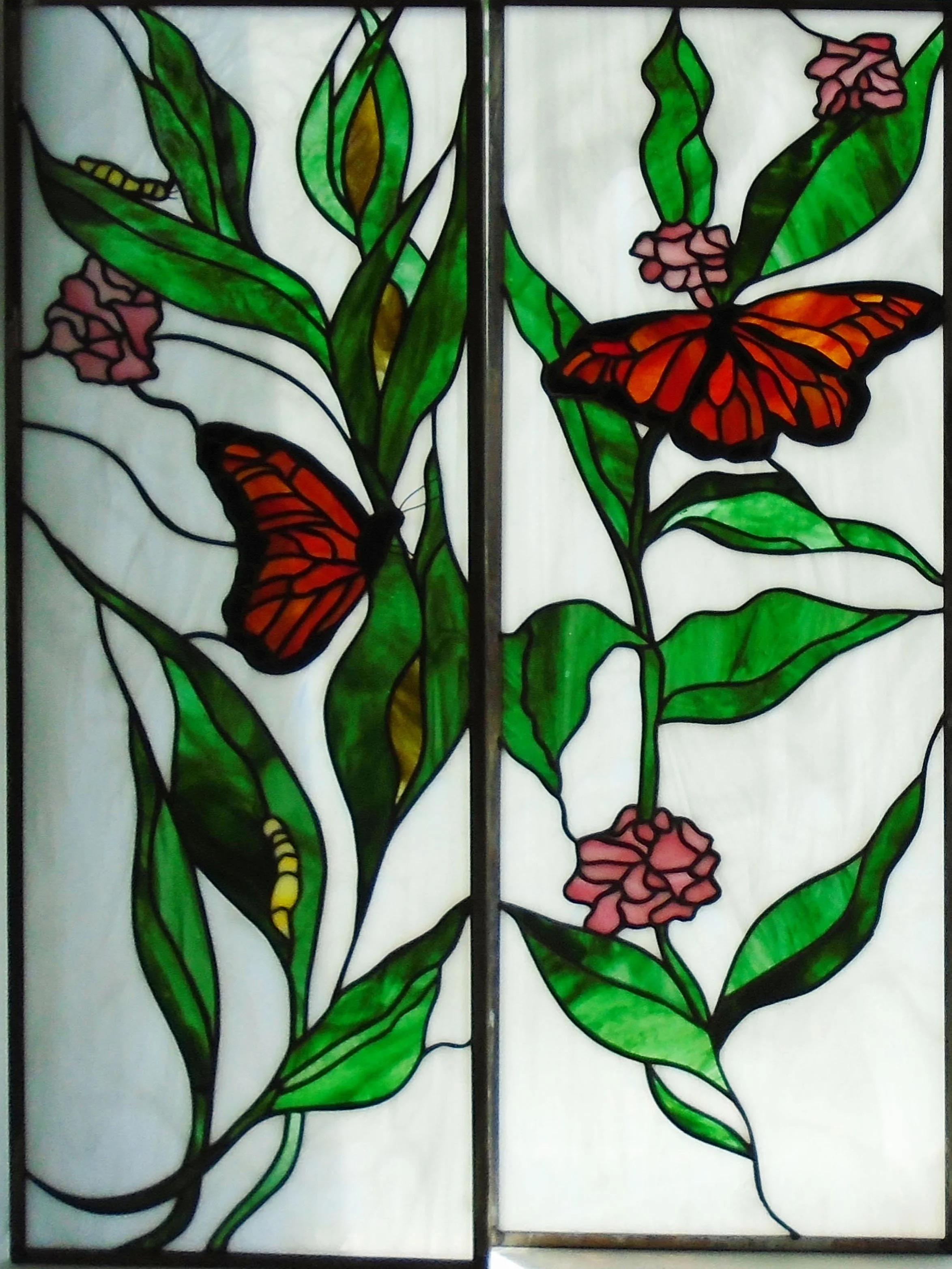 Commission - Monarch Butterflies - 2 panels - 125+ pieces - 10.5" x 29.5" each panel