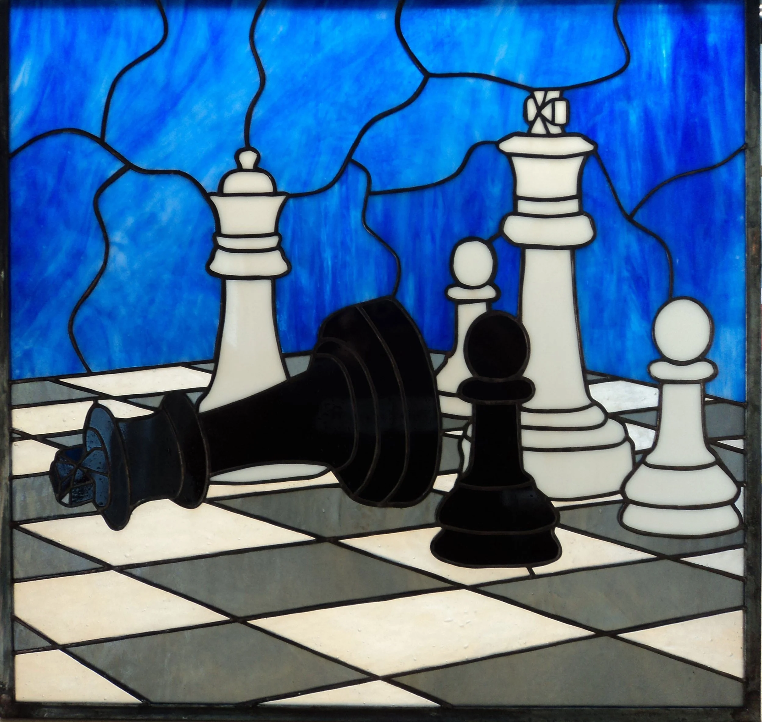 Commission Chess Club Black Resigns - 118 pieces - 22" x 22"