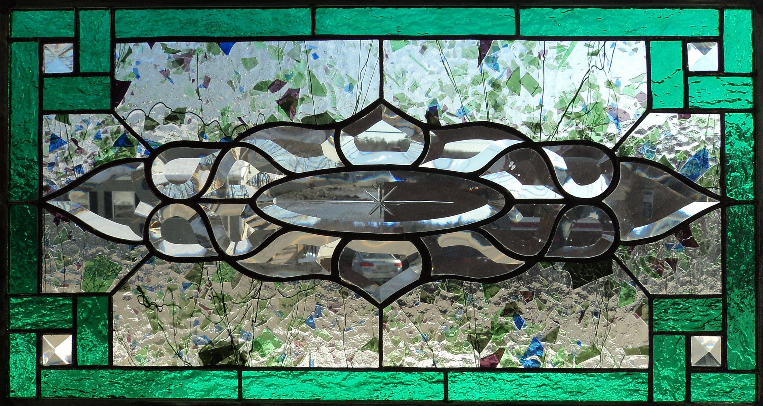 Celtic Border Bevel Transom - 51 pieces - 23" x 12"