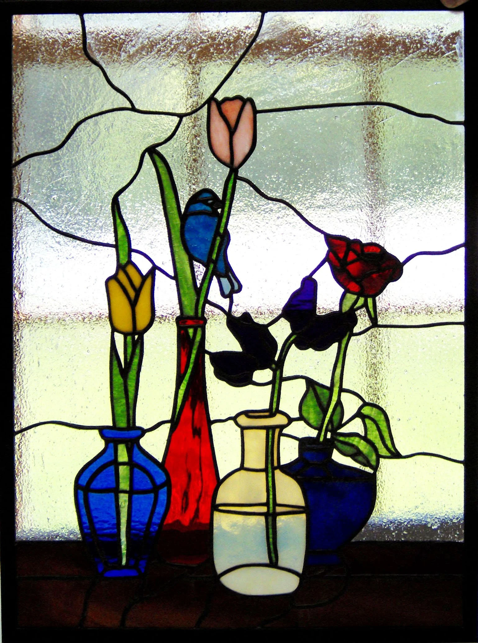 Commission Blue Bunting and Vases - 162 pieces - 10.5" x 14"