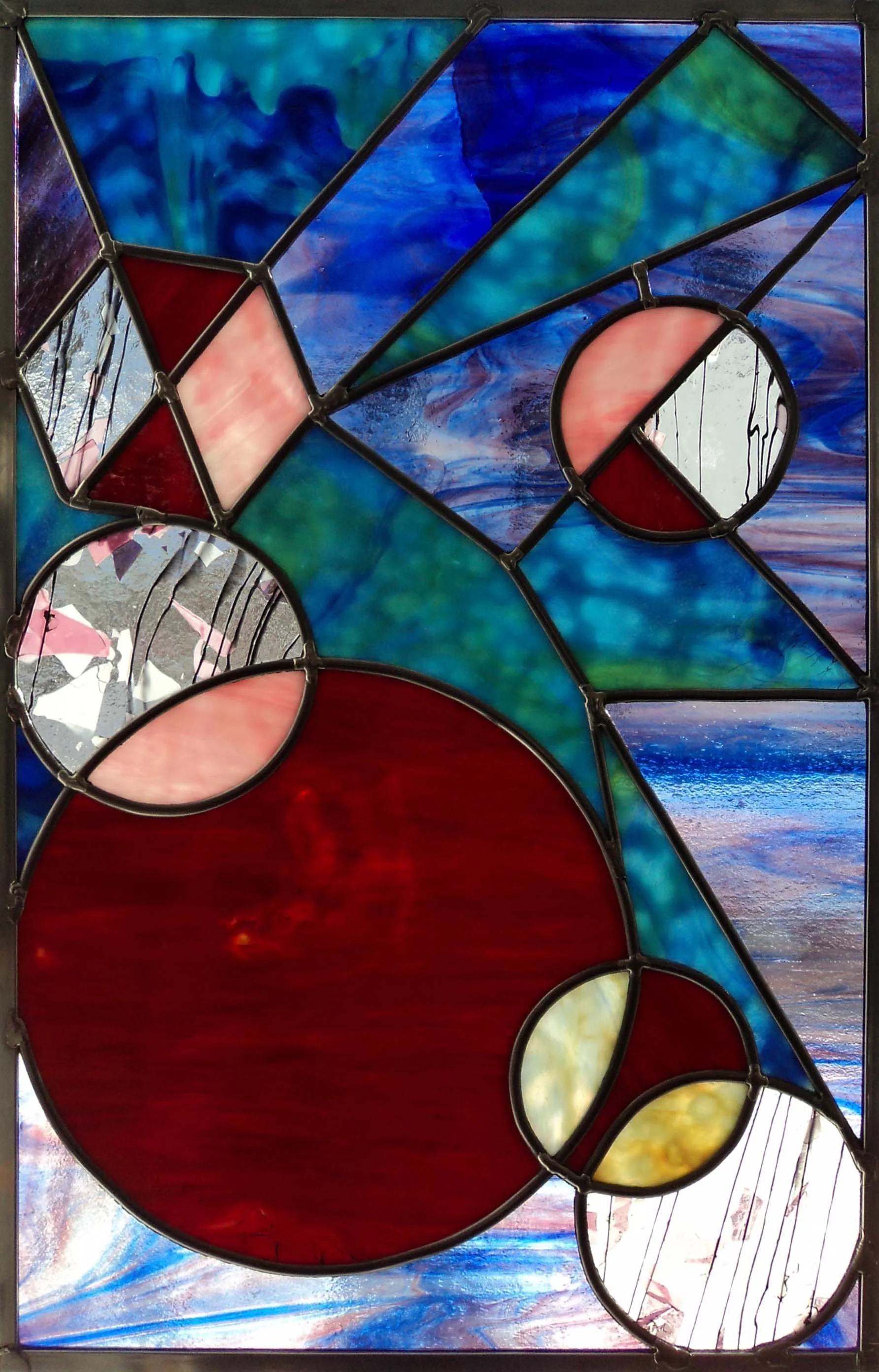 Leaded Abstract Nightscape - 29 pieces - 15" x 24"