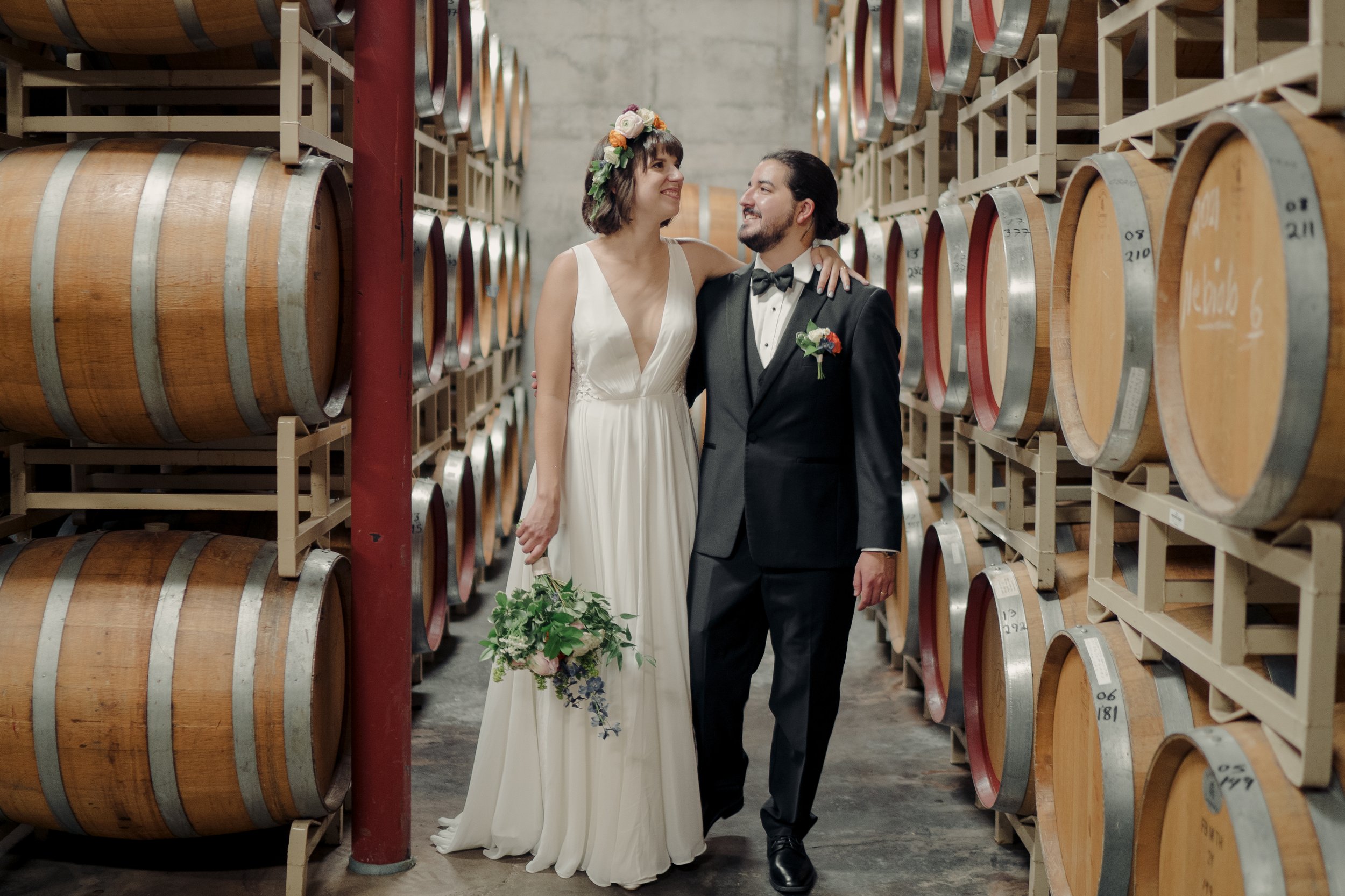 Balistreri Vineyards wedding wine cellar portraits