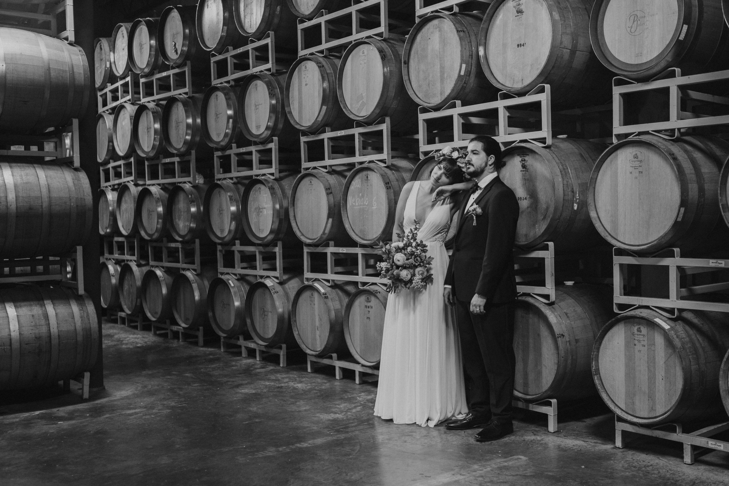 Balistreri Vineyards wedding wine cellar portraits