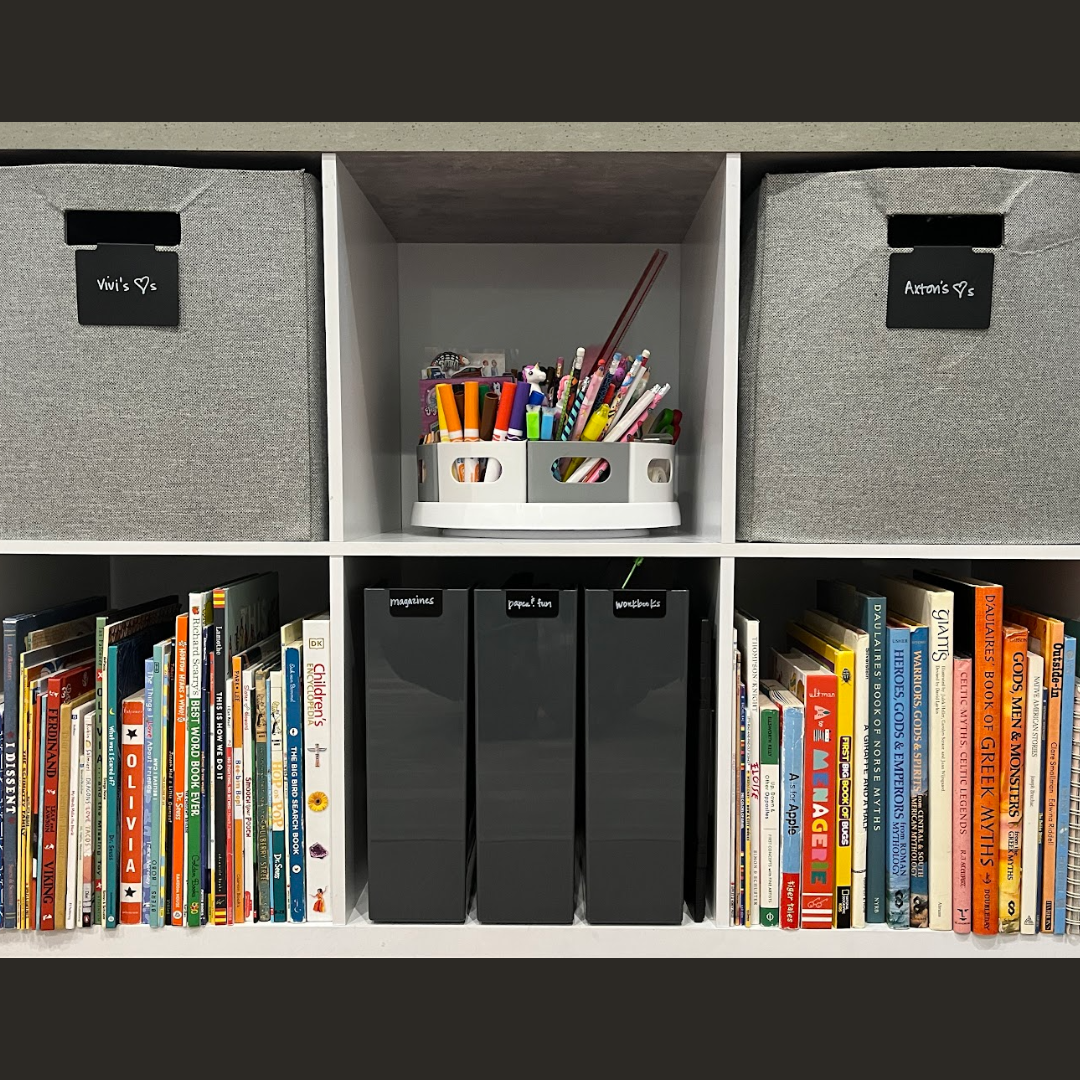 kids books and crafts organization tools