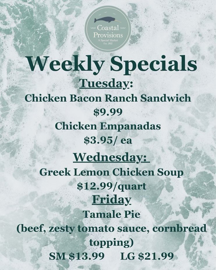 What we got going on this week at Coastal! Chicken empanadas H-O&mdash;T-TO-GO this afternoon 🥡
Also, Narragansett Yogurt back in stock!