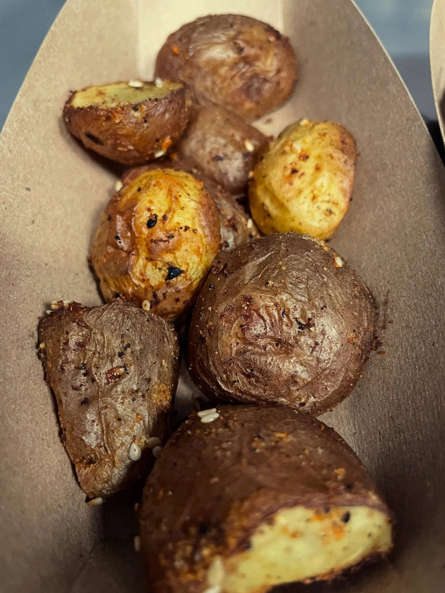 Free seasoned potatoes with a breakfast sandwich while they last