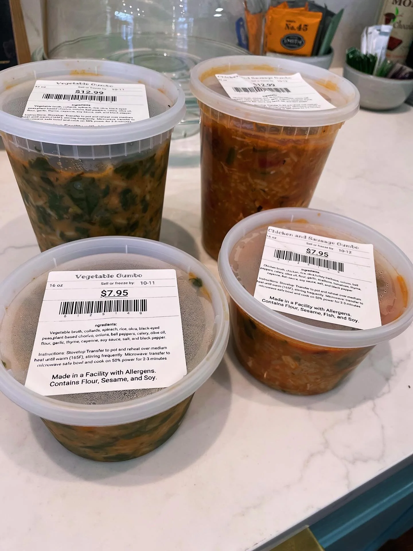 Soup night anyone? We have chicken and sausage gumbo and vegetable gumbo