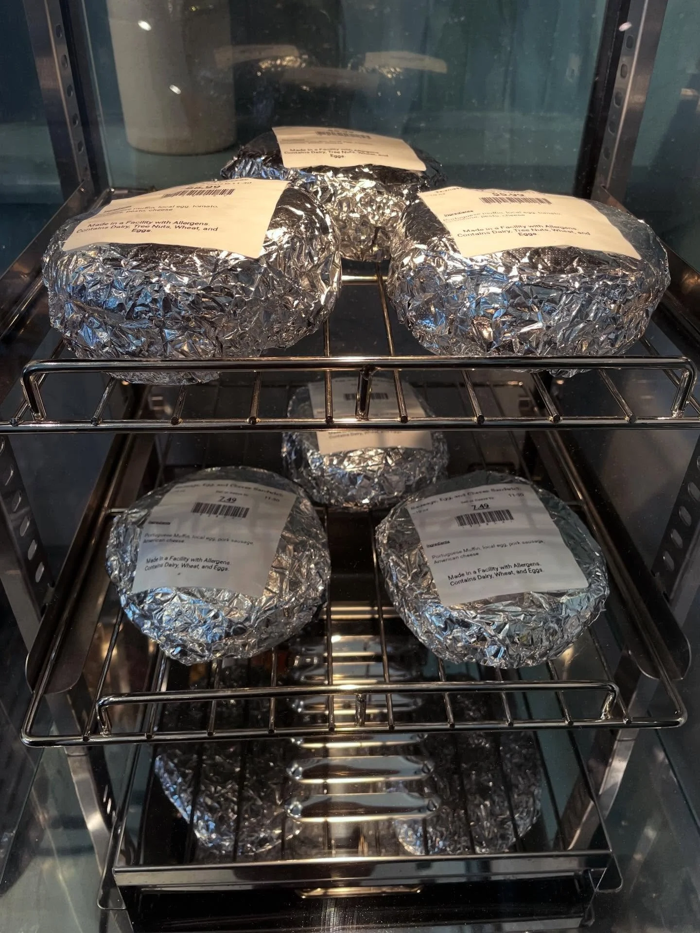 We have tomato egg and cheese and sausage egg and cheese breakfast sandwiches this morning.