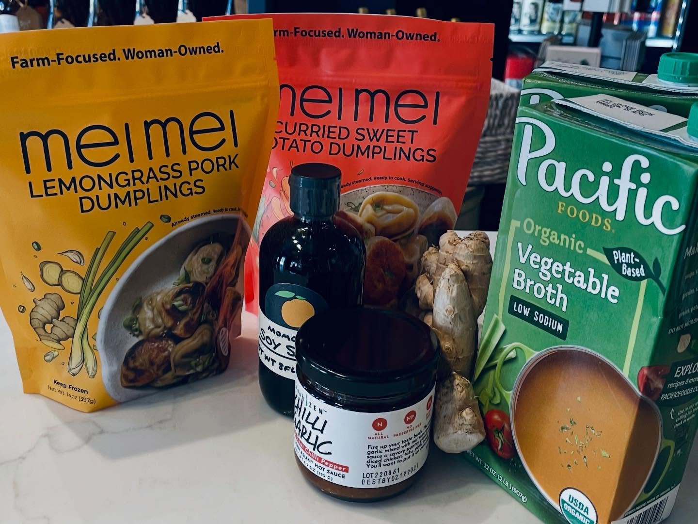 Need an easy meal idea? Try this insanely easy recipe for dumpling soup: Combine your broth of choice with grated fresh ginger and a little soy sauce; bring to boil over medium heat, then add some Mei Mei dumplings. Boil for about 3 minutes or until 