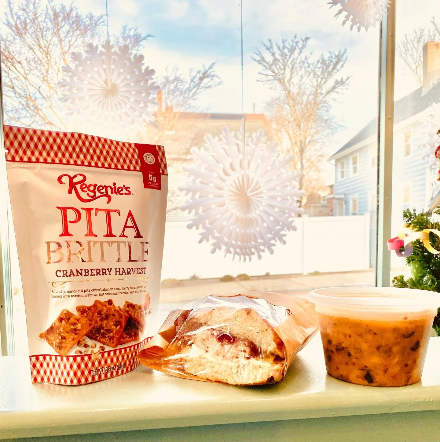 Lunch ideas today to keep the hunger away!! From our fave Turkey sandwich with a side of pasta Fagioli soup and cranberry sweet pita brittle, to Caprese, pita chips and hummus! Plenty of smaller cheeses, crackers and spreads if you just need somethin