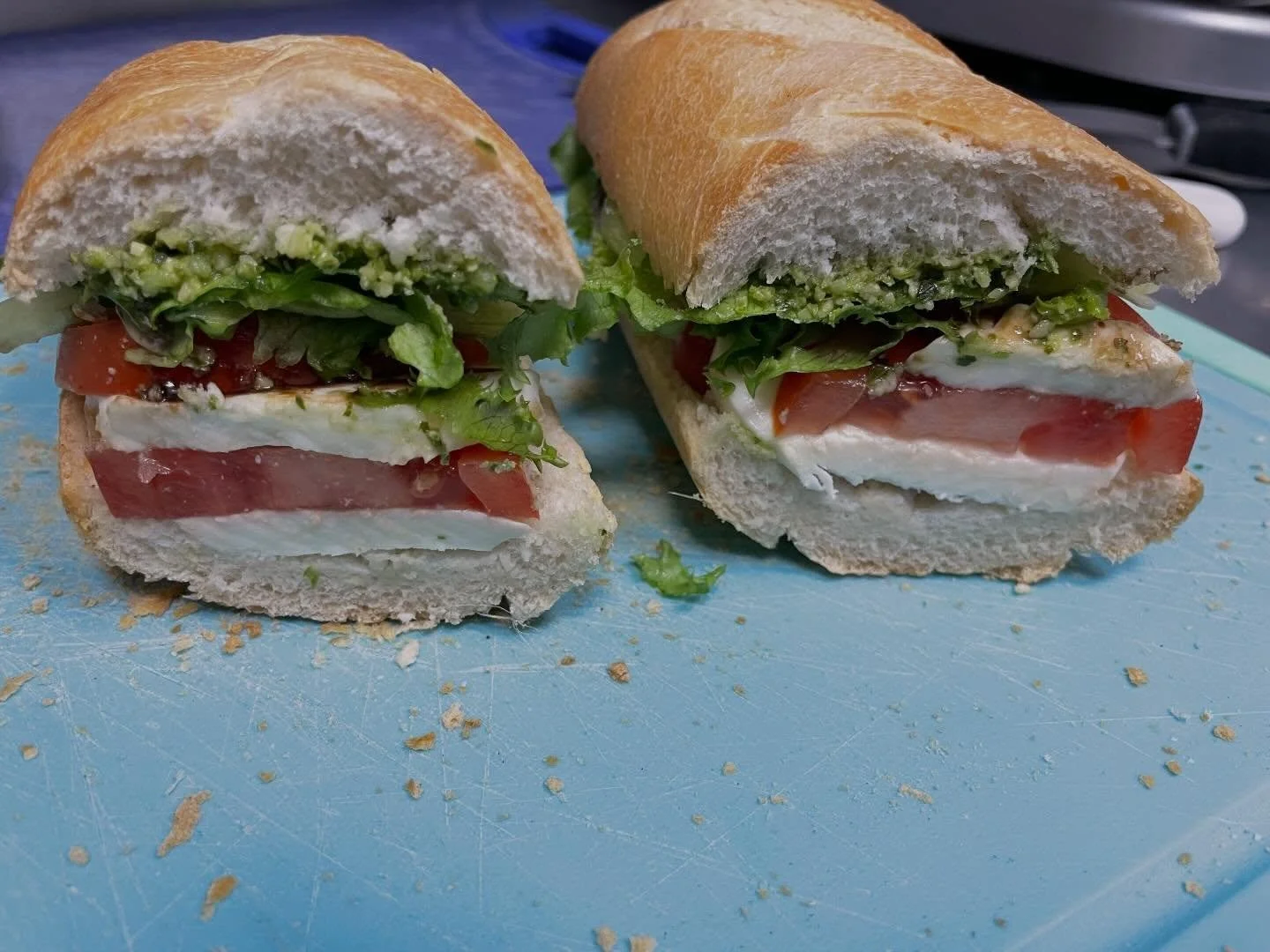 Fresh Caprese sandwiches ready to go