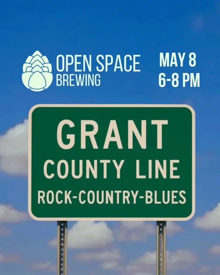 TONIGHT! 🎸Grant County Line brings rock, blues, and country to the Sunset Stage at Open Space Brewing.  Friday, May 8th from 6&ndash;8pm. Featuring Joe Neri (guitar, vocals), Andrew Mullin (guitar, vocals), Aaron Lewis (bass, vocals), and Ted Whitte