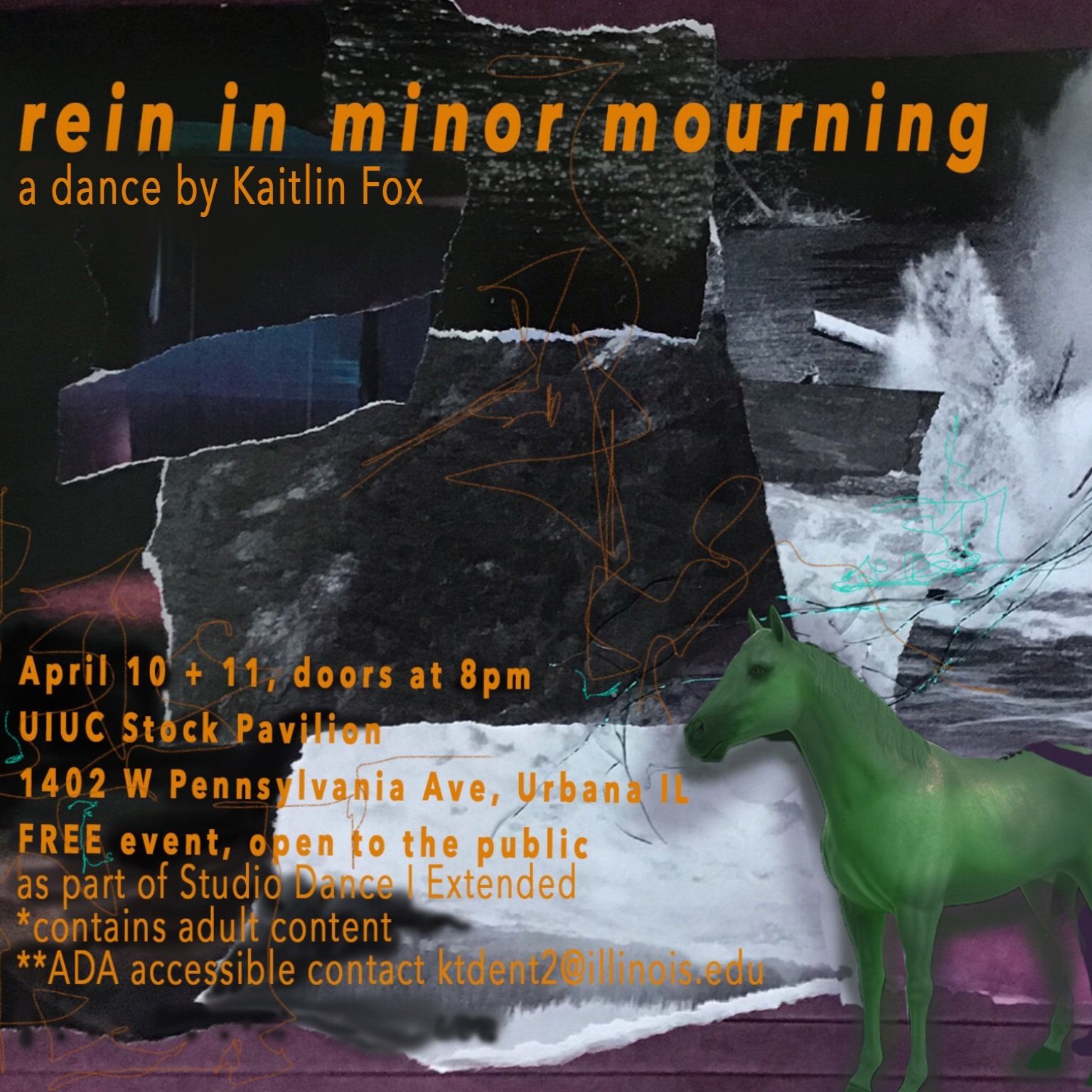rein in minor mourning. (April 2020) cancelled due to covid-19. MFA Thesis. Stock Pavilion at UIUC, Urbana, IL.