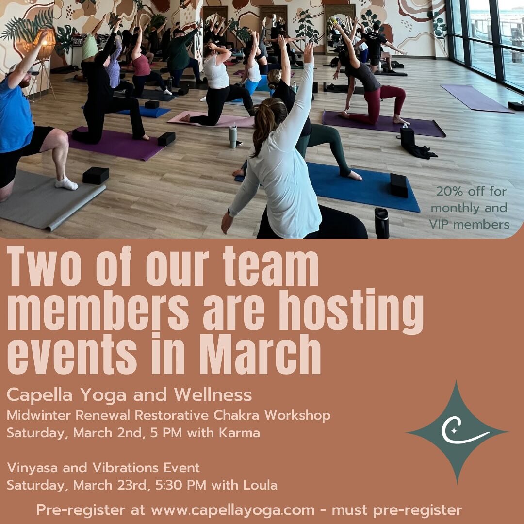 Does anyone else feel like March is the home stretch to better weather, more sunshine, and winter being over?
. 
I think it&rsquo;s safe to say at @capellayoga we are ready for less winter. 
.
We have more events and obviously all of our classes in M