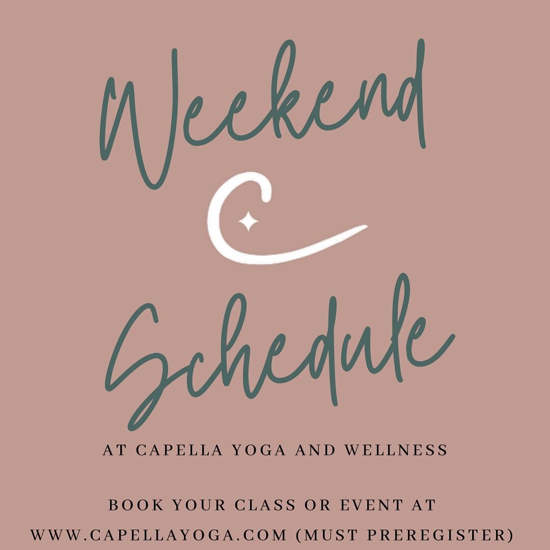 A weekend line up that&rsquo;s ready to go for you @capellayoga !! 
.
✨ Take a look at our full schedule of classes for Saturday and Sunday
✨ Yoga on Tap @breakrockbrewing led by @raikayoga 
✨Private Reiki with @nicholemlogan 
✨Prenatal Strength with