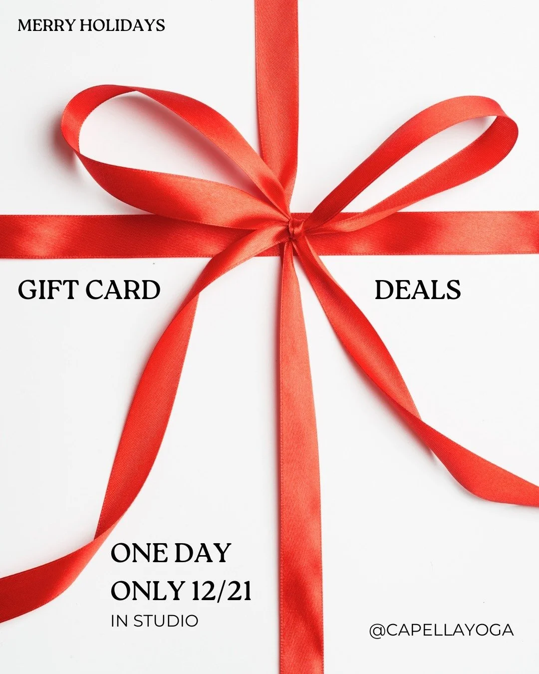 🎄 ONE DAY ONLY GIFT CARD DEALS 🎄
Still need a few gifts to wrap up the holidays? We&rsquo;ve got you covered 

Join us Sunday, December 21st at our Last Minute Holiday Market hosted by @white_pine_market_ for exclusive, in-studio only gift card dea
